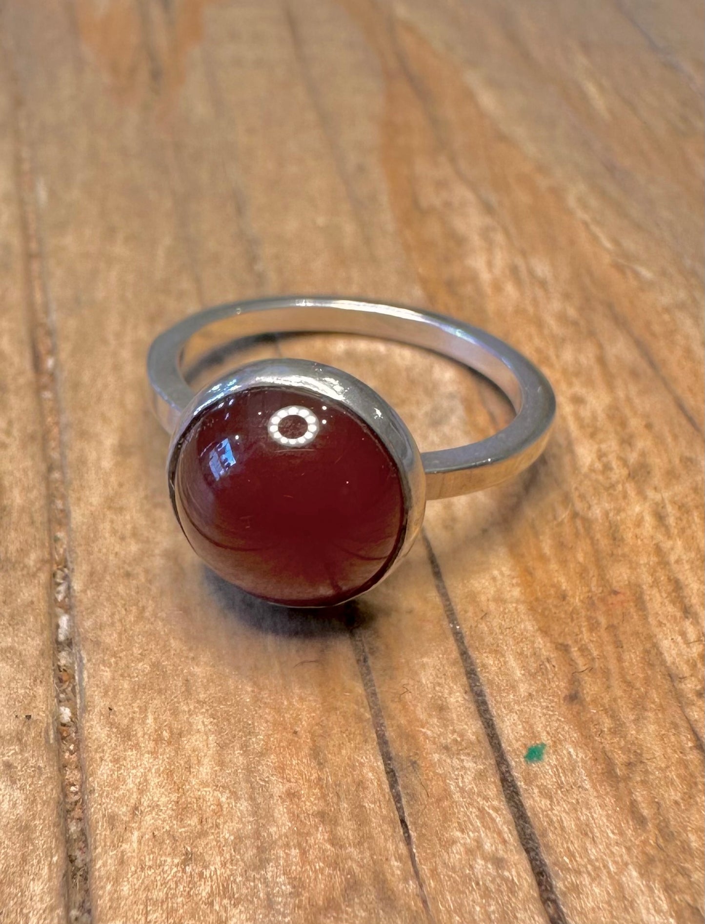Vintage Carnelian Circle 925 Sterling Silver Size K Ring