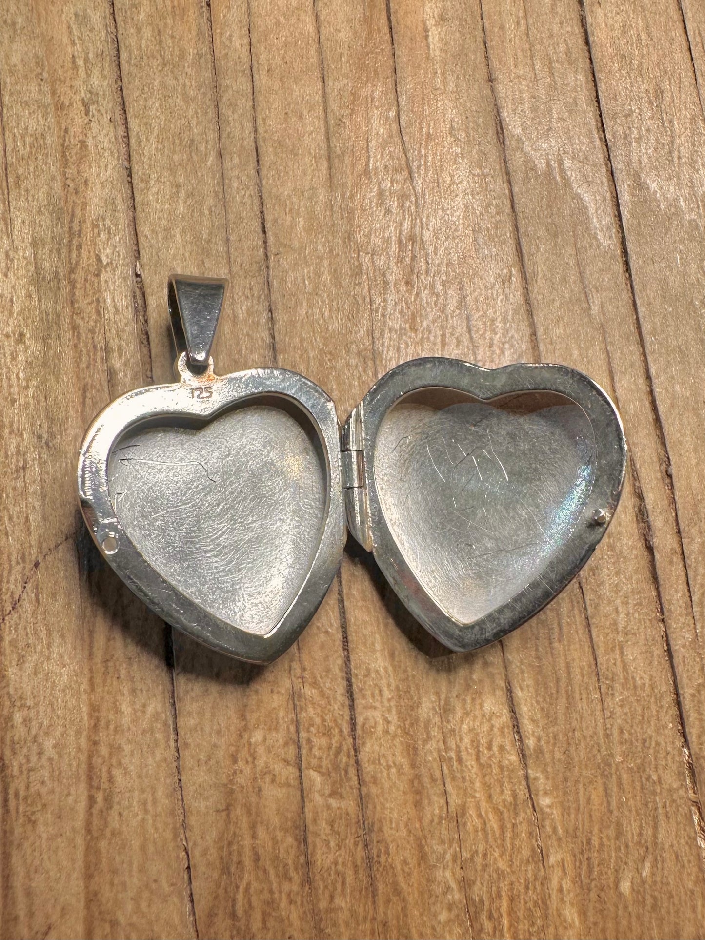 Vintage Plain Heavy Heart 925 Sterling Silver Locket Pendant