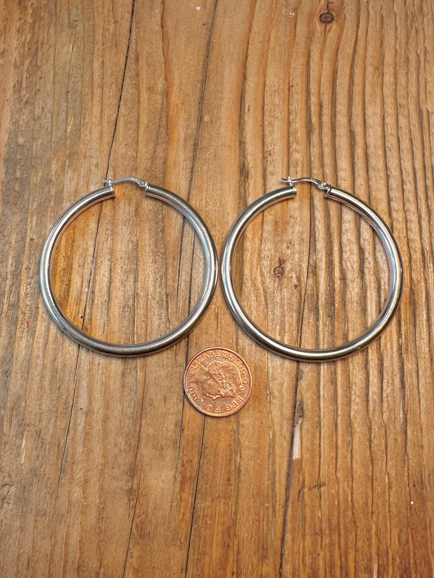 Large Chunky Rounded Hoops 925 Sterling Silver Earrings