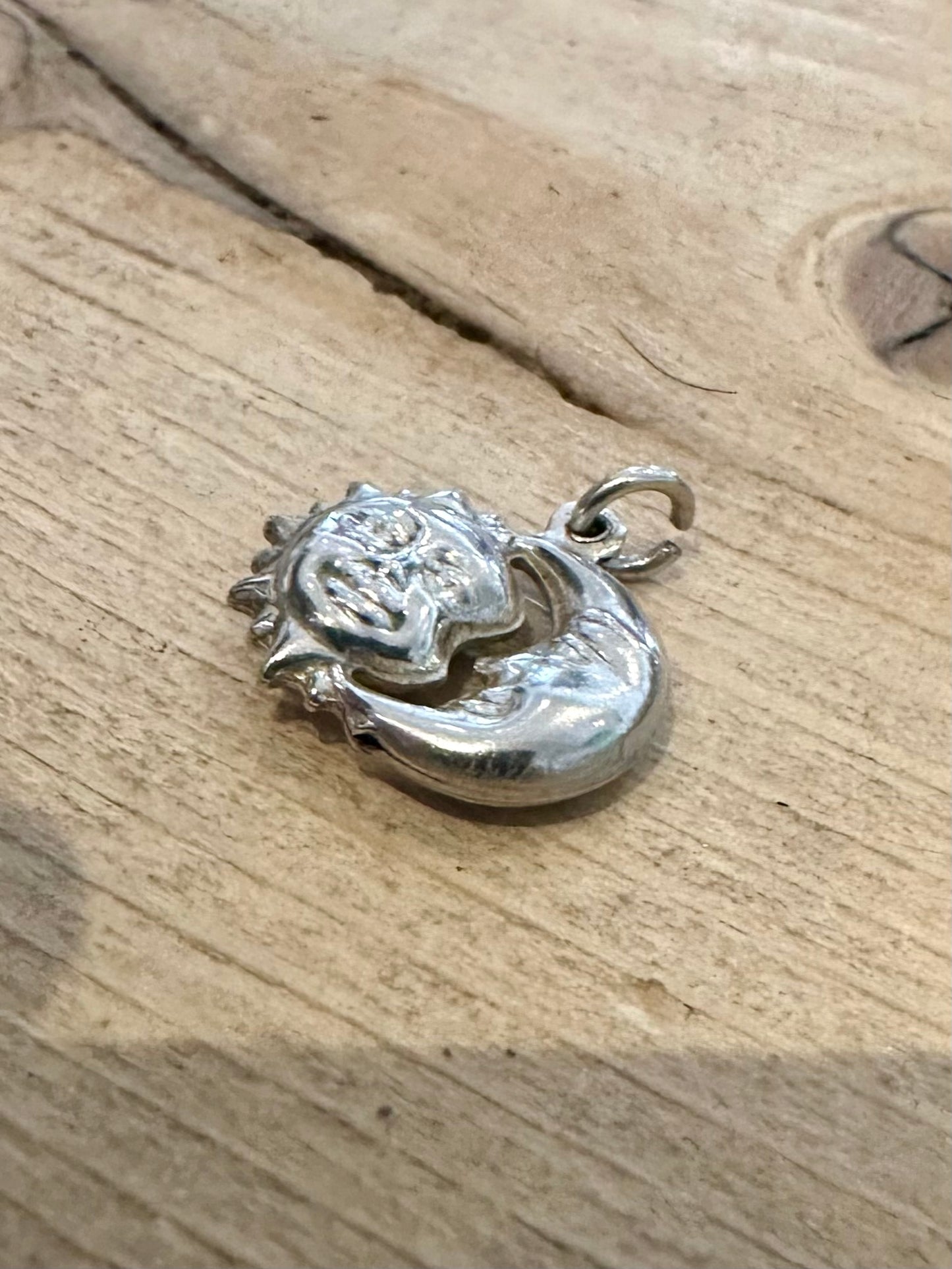 Vintage Sun and Moon 925 Silver Pendant