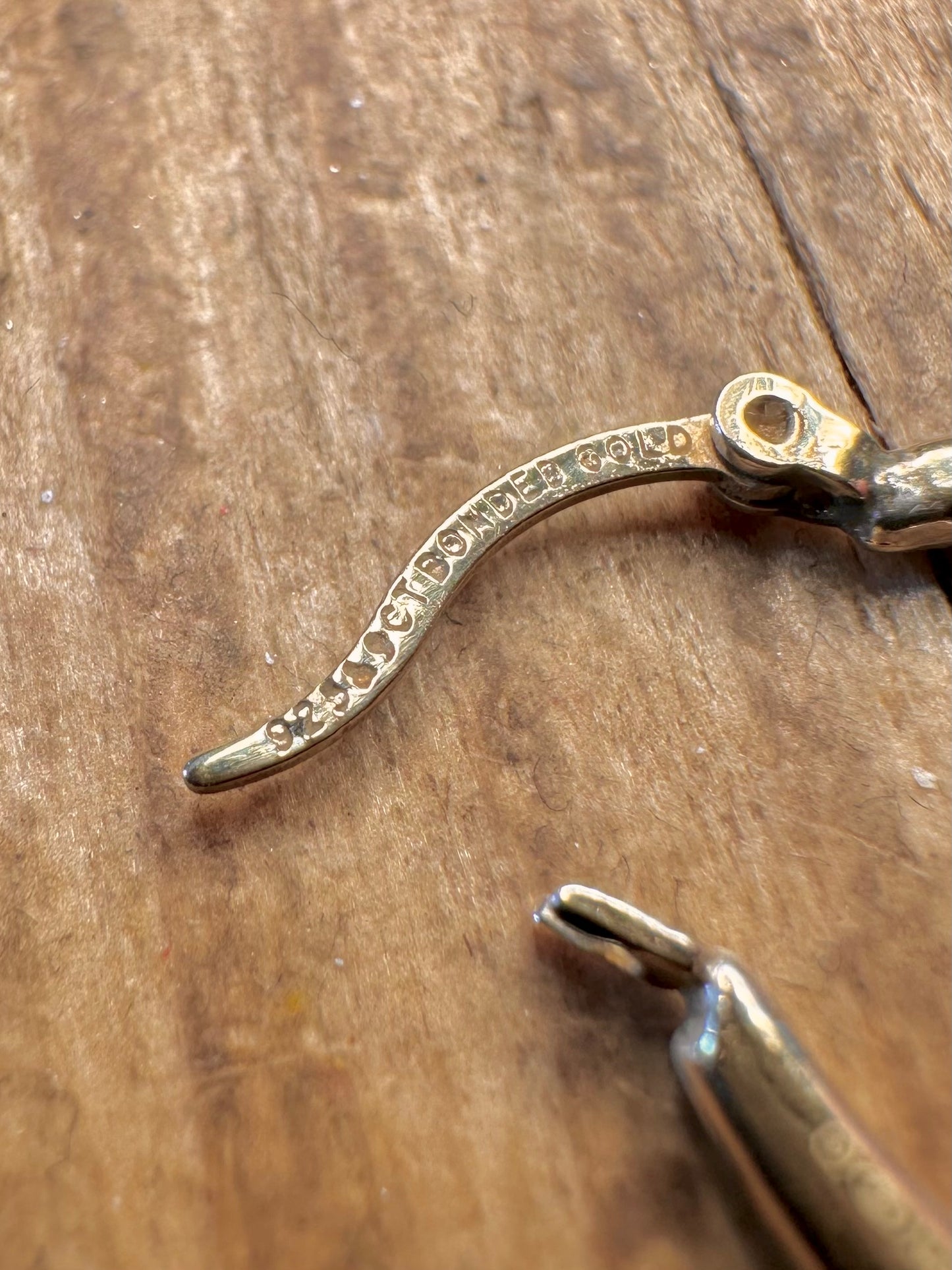 9ct Gold Bonded Hoops and CZ on 925 Sterling Silver Earrings