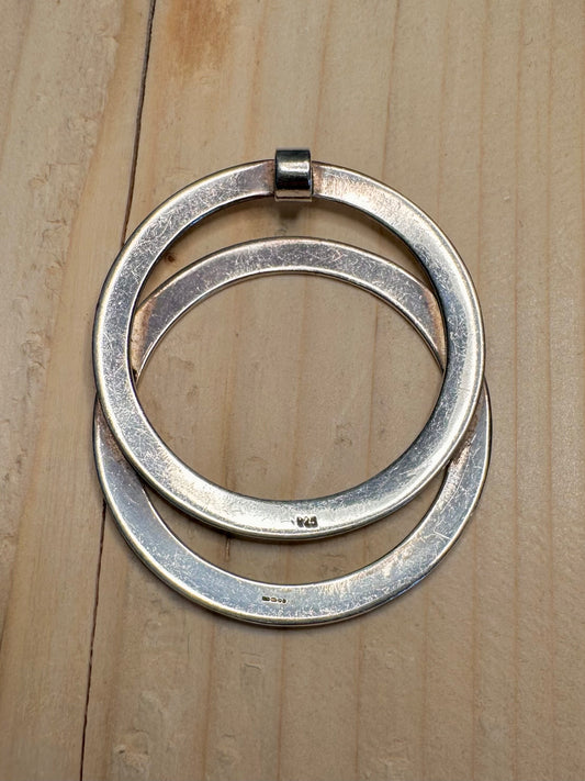 Modernist Double Circle 925 Sterling Silver Pendant