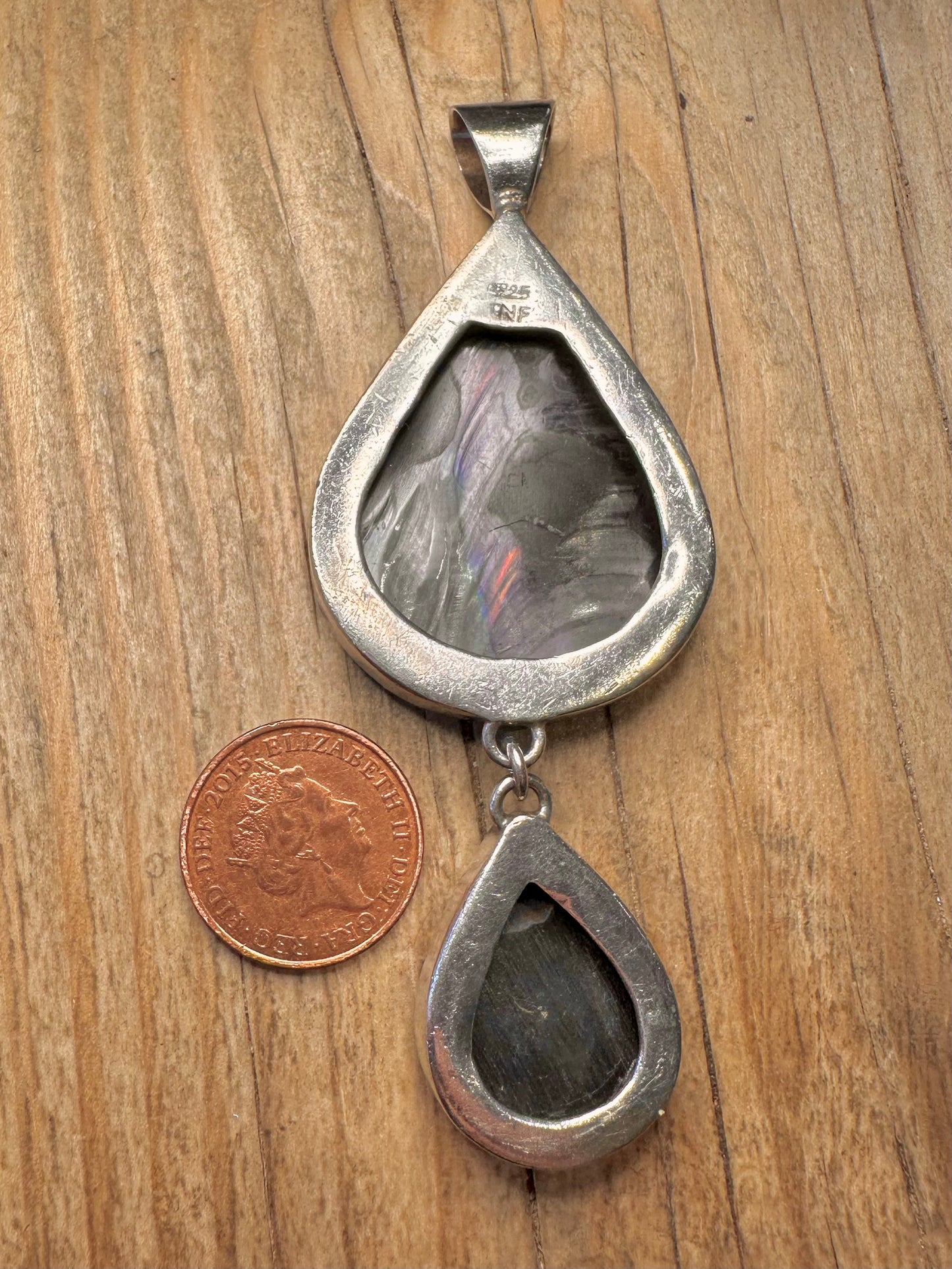 Modernist Abalone 925 Sterling Silver Pendant