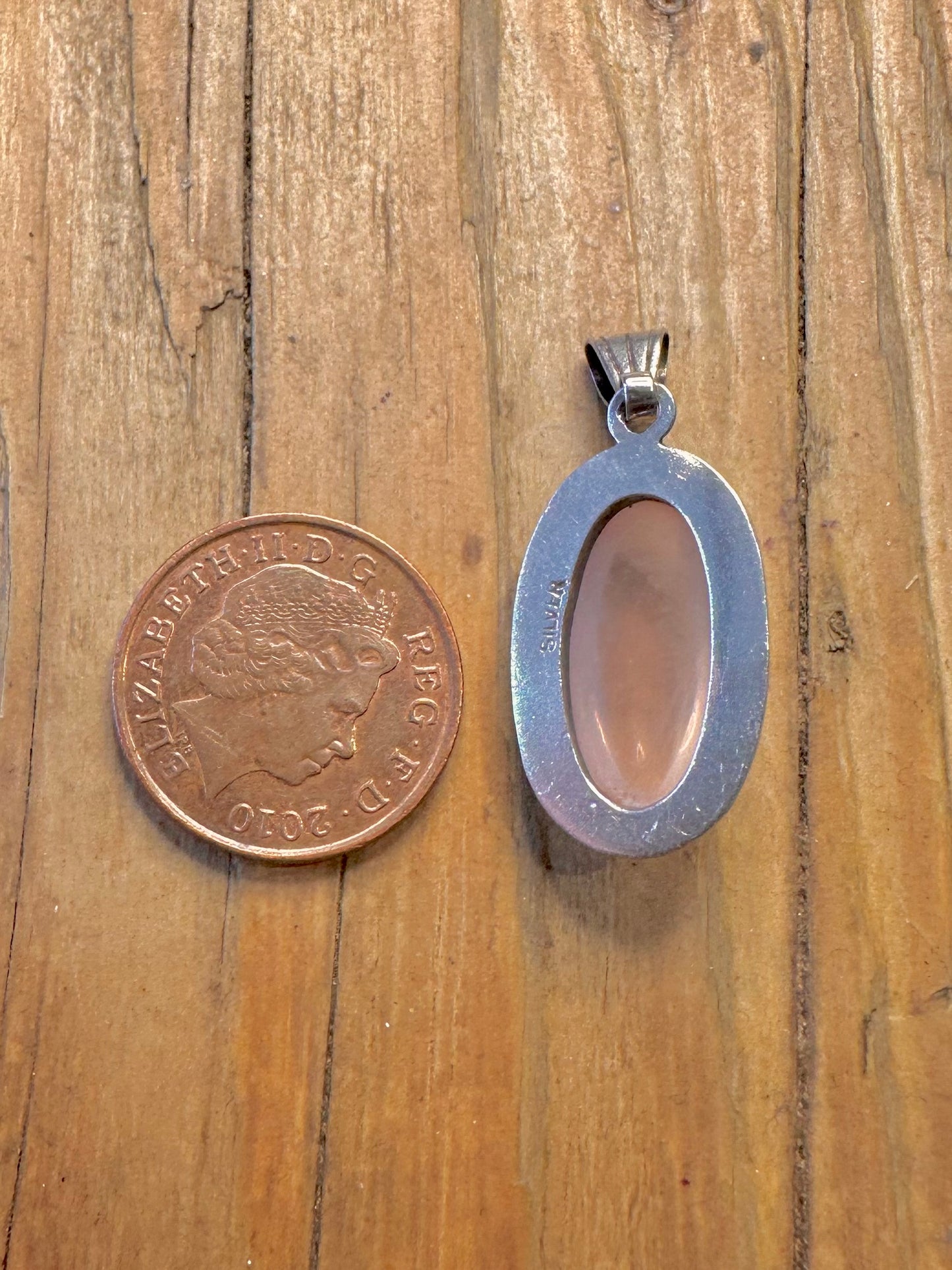 Rose Quarts Oval 925 Sterling Silver Pendant
