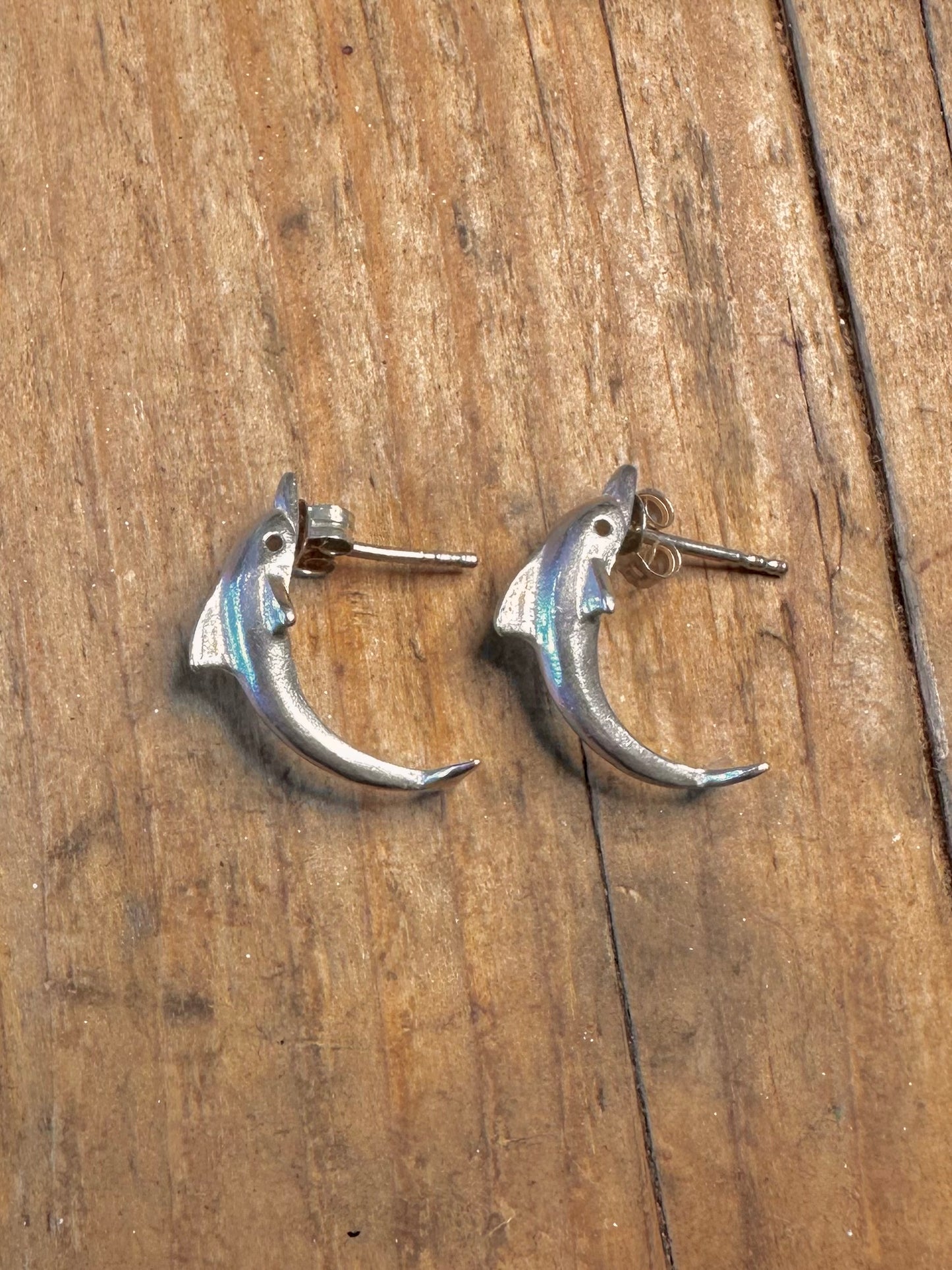 Dolphin Curved Studs 925 Sterling Silver Earrings