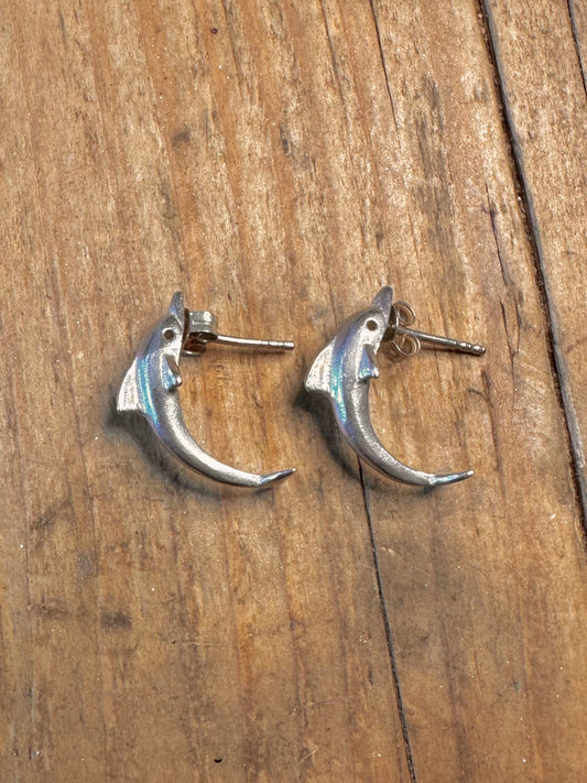 Dolphin Curved Studs 925 Sterling Silver Earrings