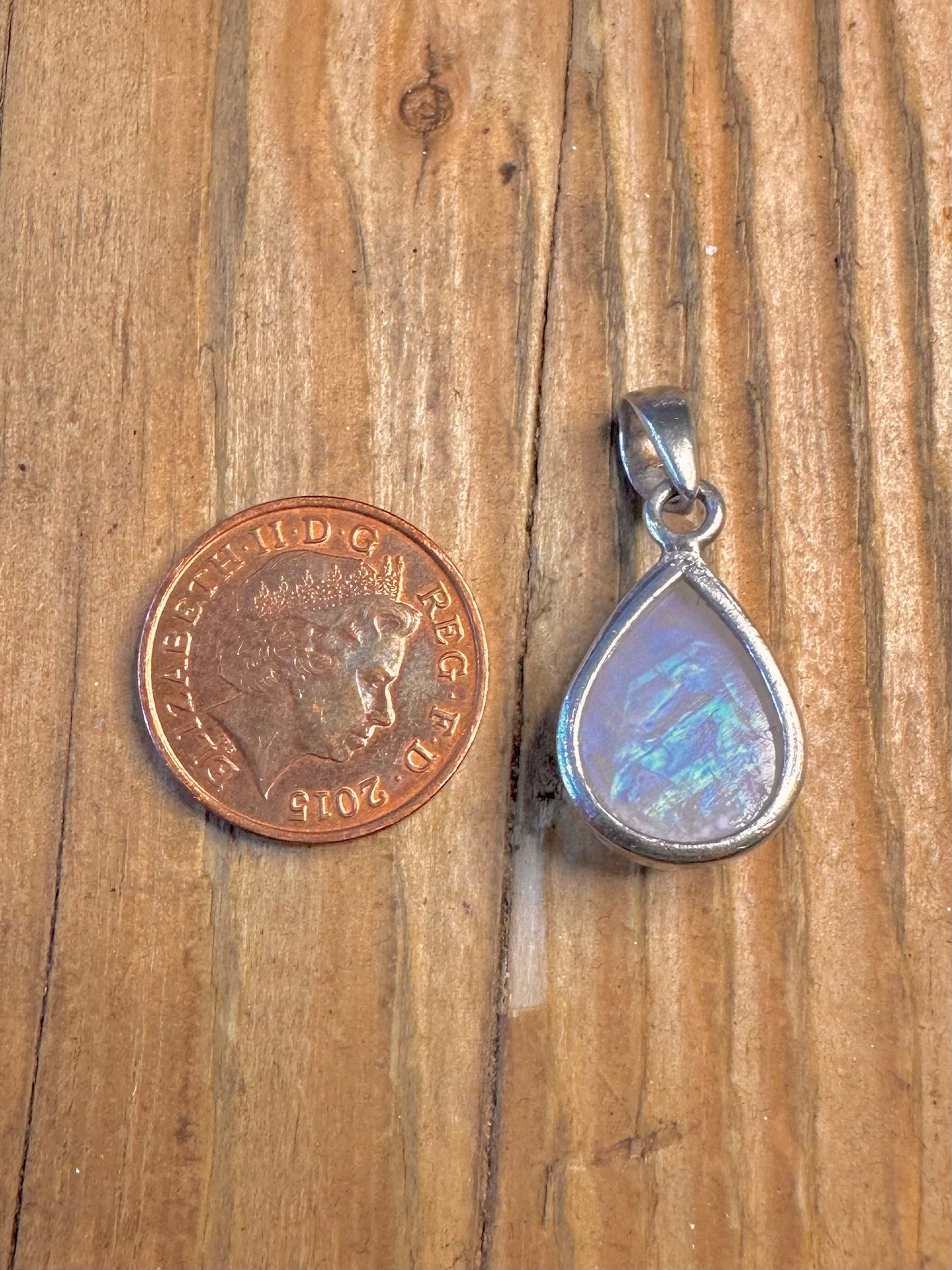 Rainbow Moonstone Teardrop 925 Sterling Silver Pendant