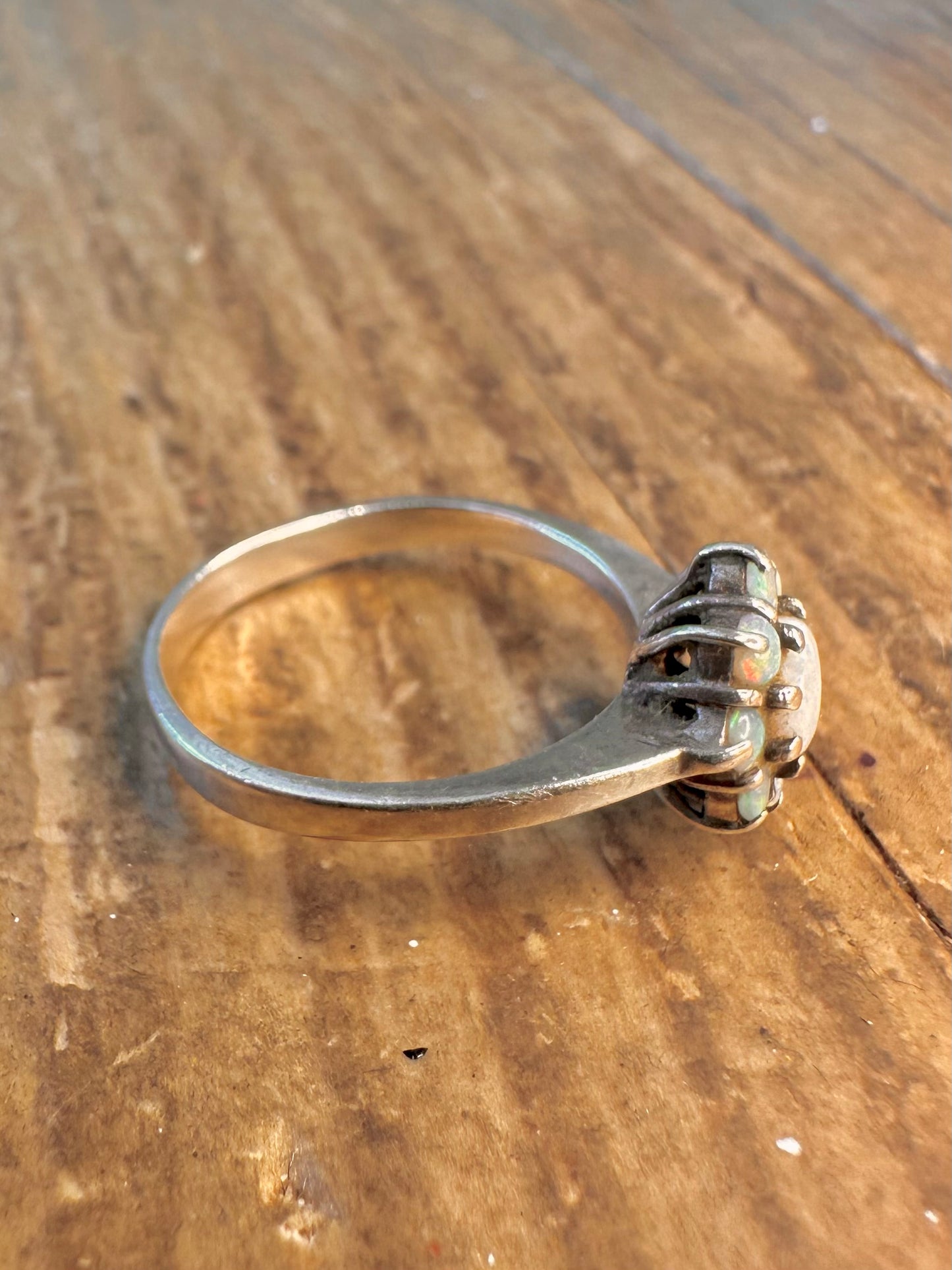 Opal Cluster 925 Sterling Silver Size L Ring