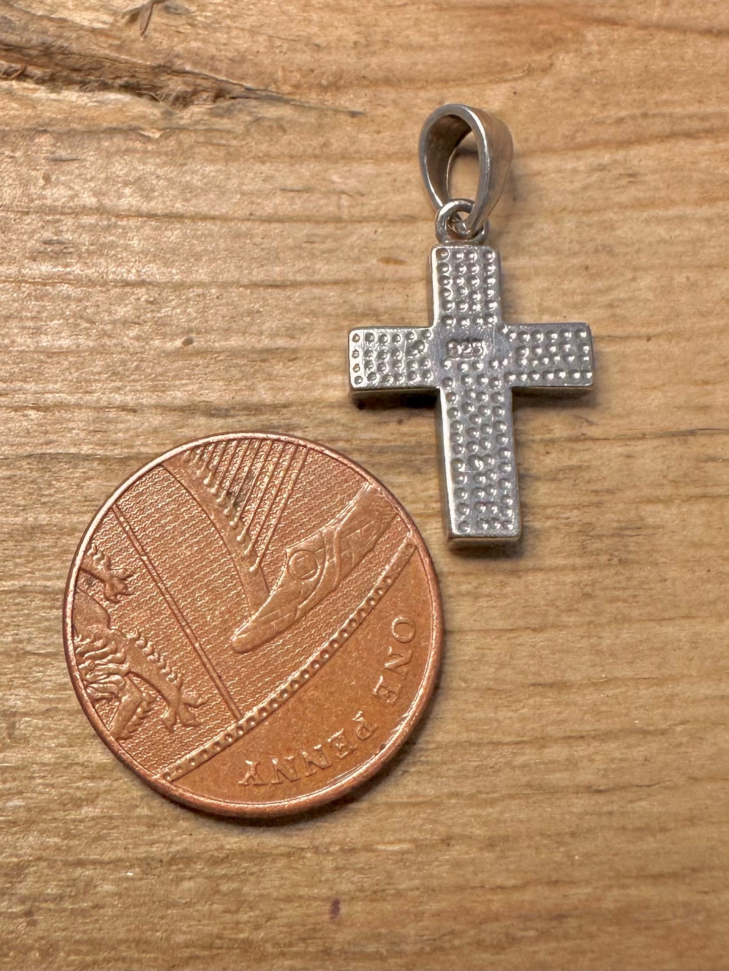 Modern Simulated Opal Cross 925 Silver Pendant