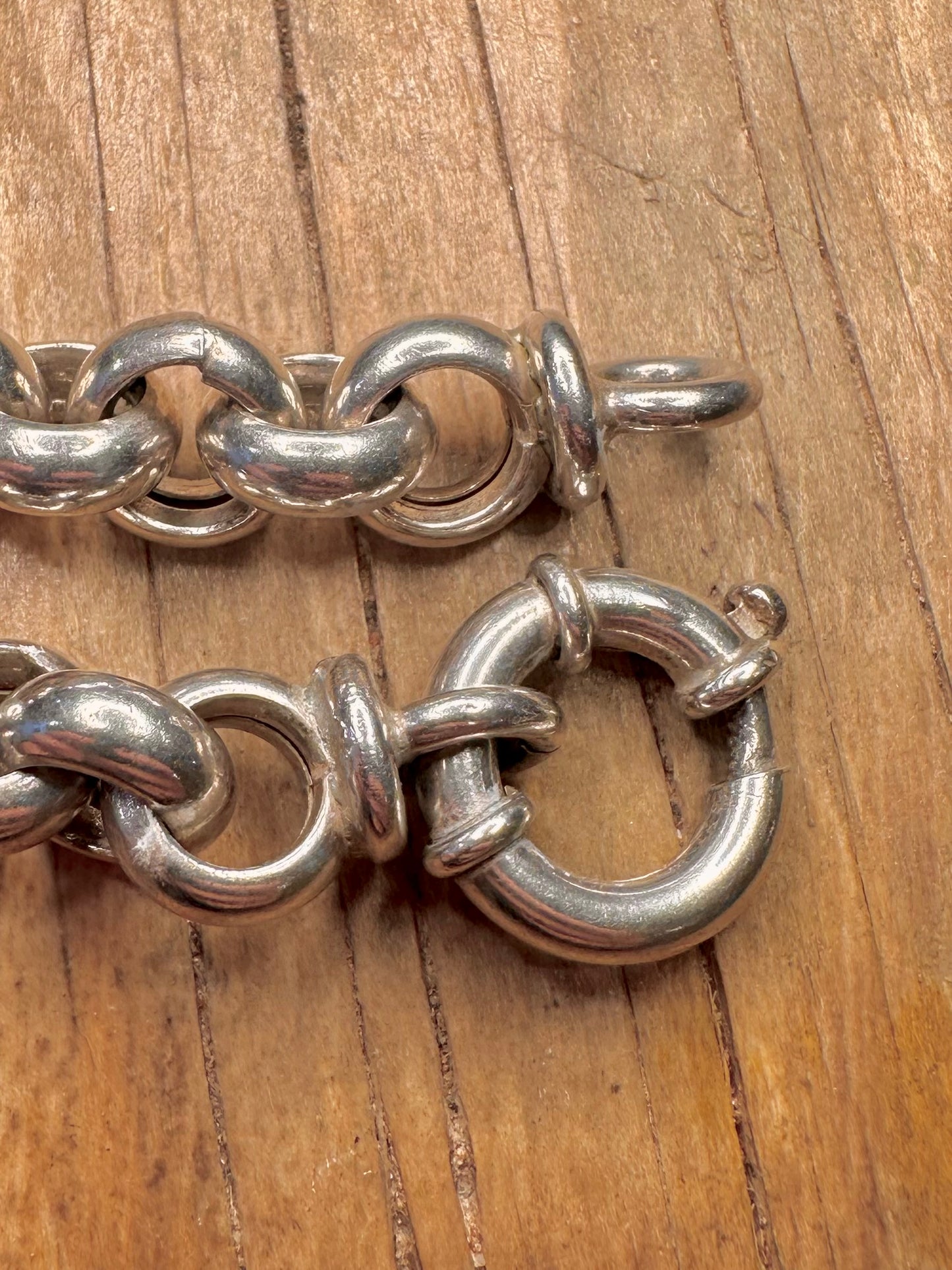 Vintage Chunky Belcher Chain 925 Sterling Silver 8.5 inch Bracelet