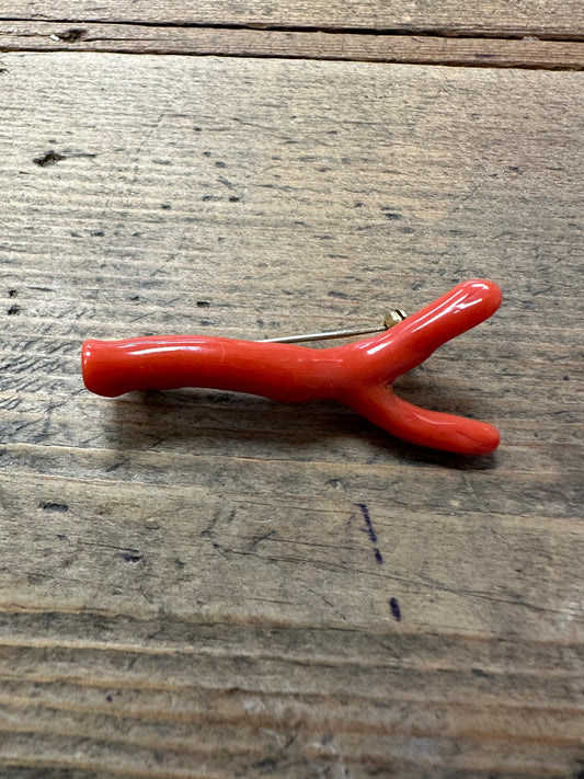 Vintage Coral Branch 800 Silver Brooch