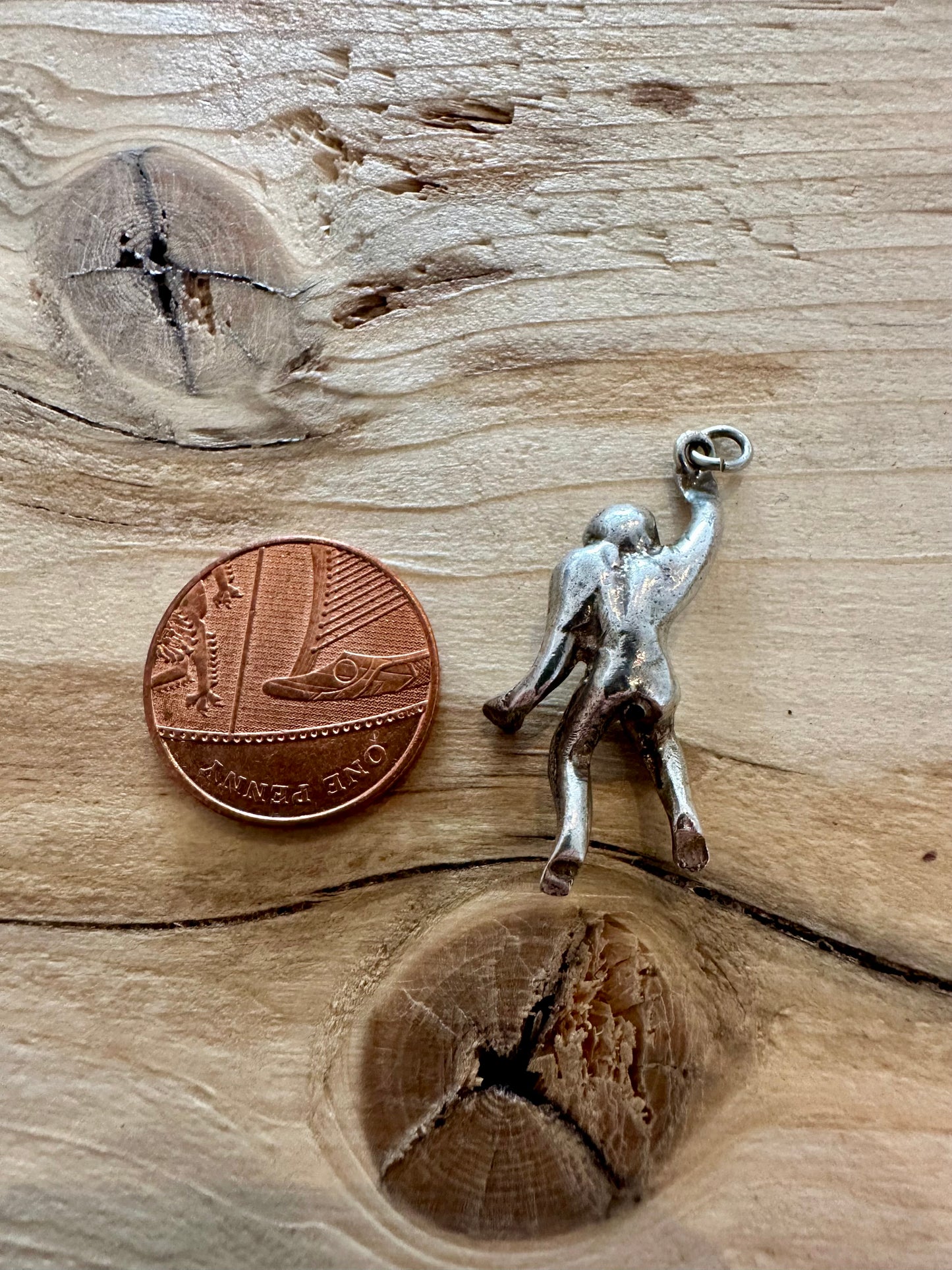 Vintage Hanging Monkey 925 Silver Charm Pendant