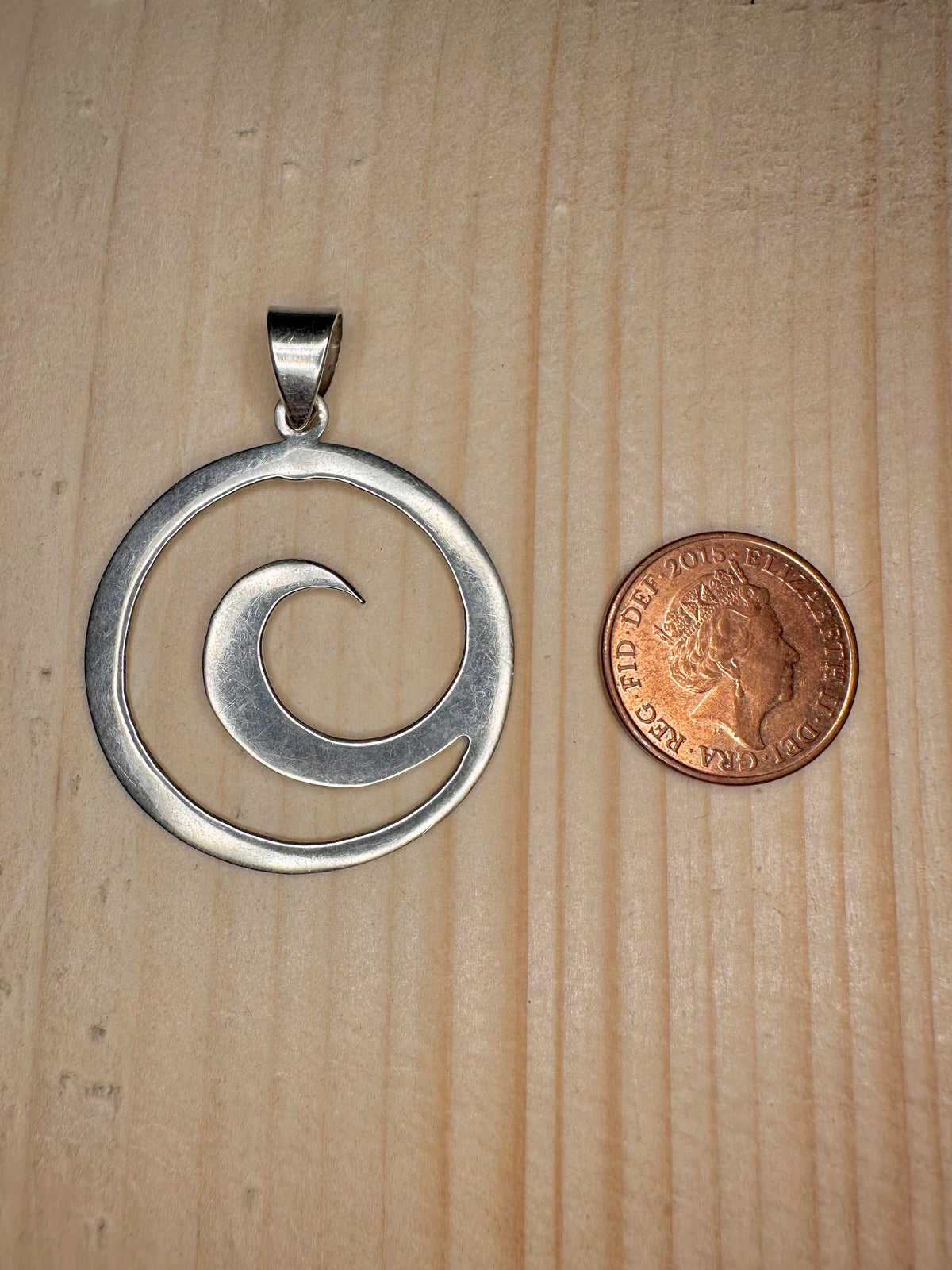 Circular Ocean Wave 925 Sterling Silver Pendant
