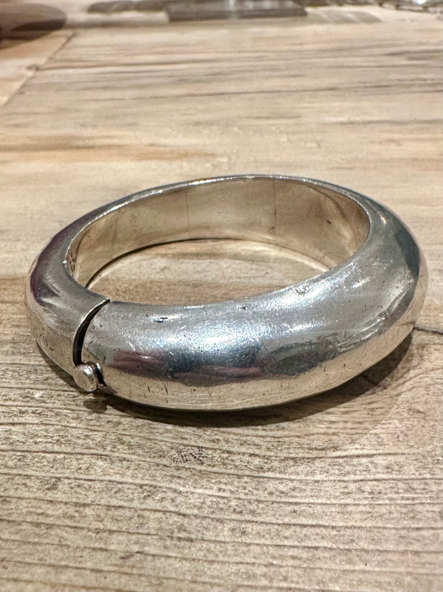 Vintage Chunky Abstract Mexico 925 Silver Bangle