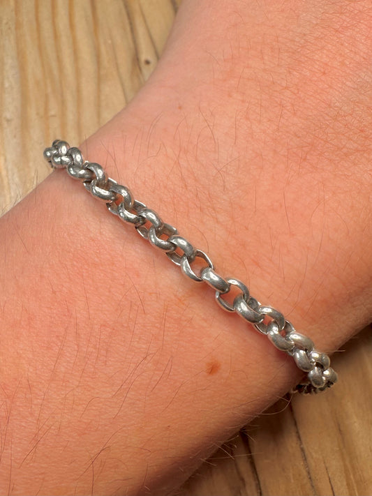 Vintage Belcher Chain 925 Silver 8.1 inch Bracelet