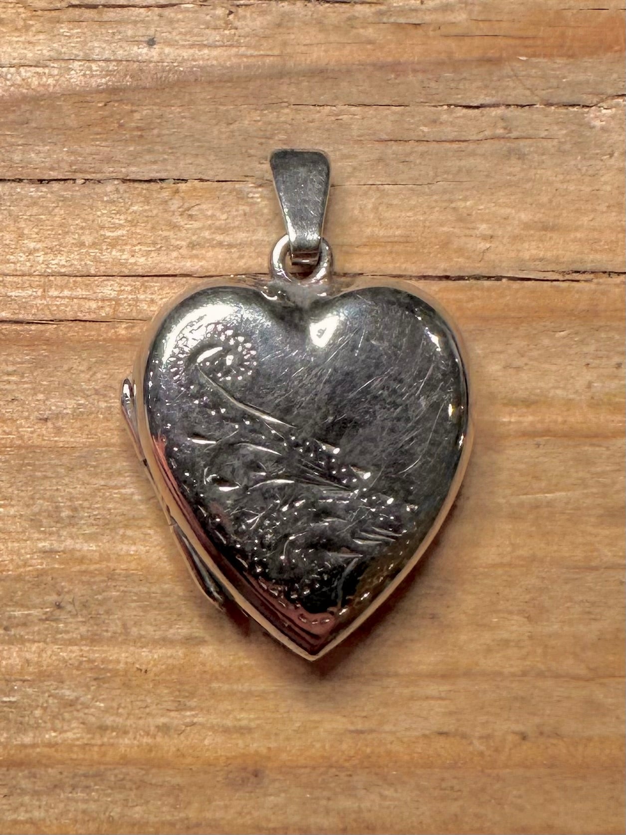 Vintage Engraved Heart Locket 925 Sterling Silver Pendant