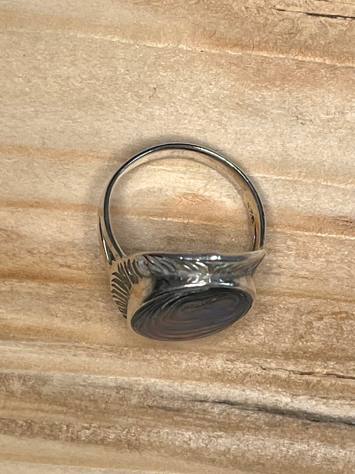 Abalone Embellished Oval 925 Sterling Silver Size N Ring
