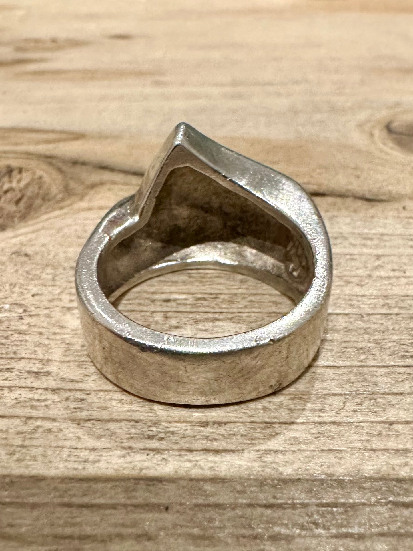 Abstract Chunky 925 Silver Size P Ring