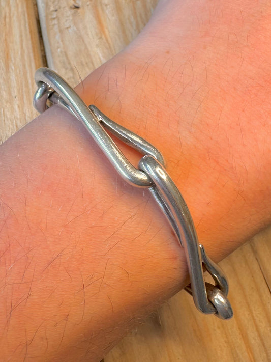 Abstract Asprey Link 925 Silver Italy 7.5 inch Bracelet