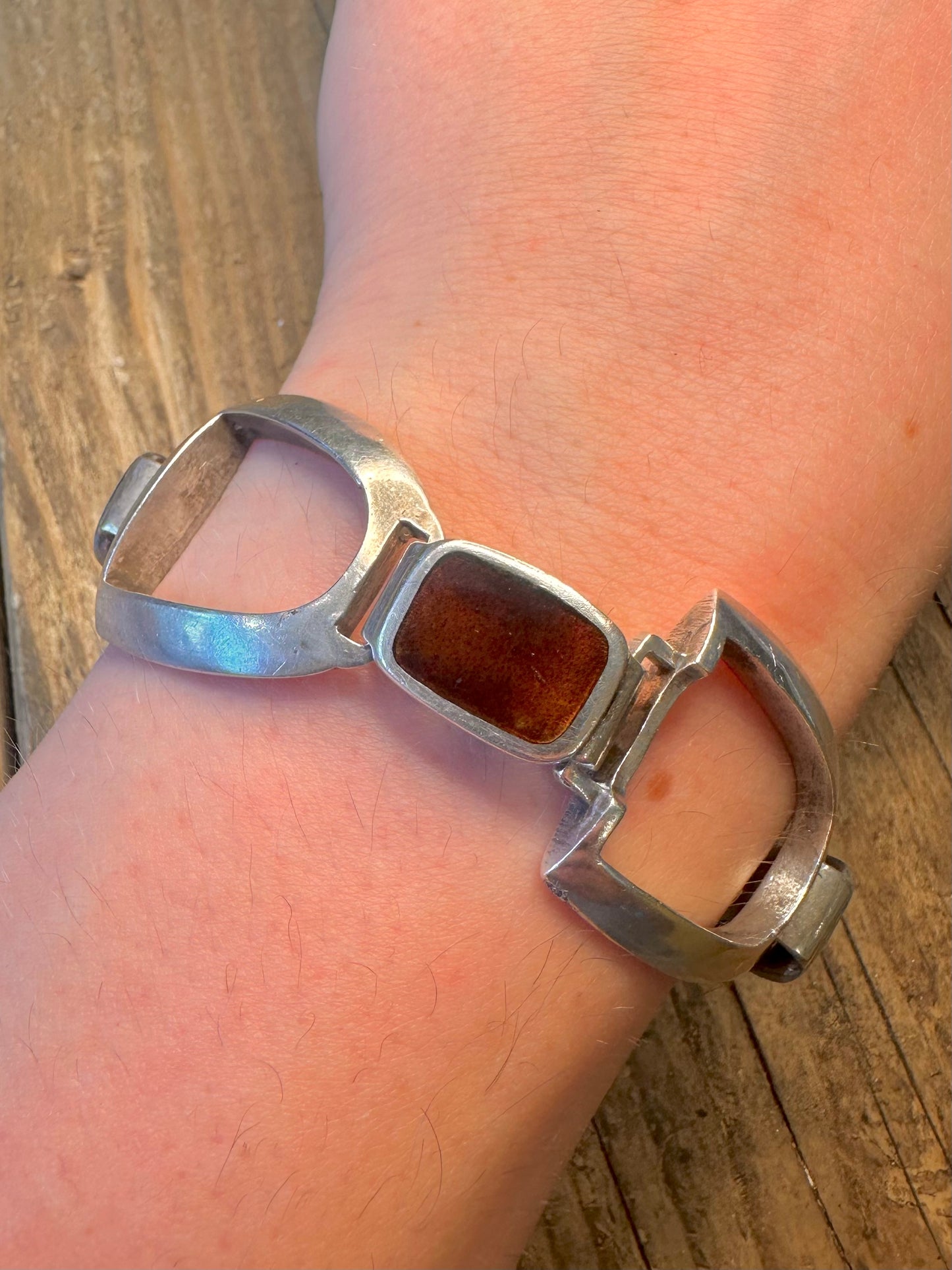 Abstract Modernist Multi Coloured 925 Sterling Silver 7.5 inch Bracelet