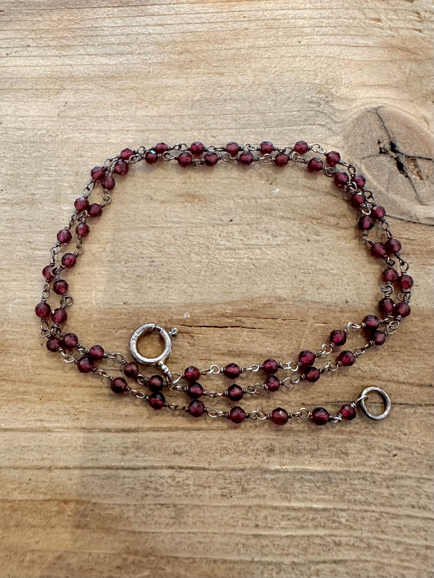 Vintage Red Glass 925 Silver Chain 17 inch Necklace