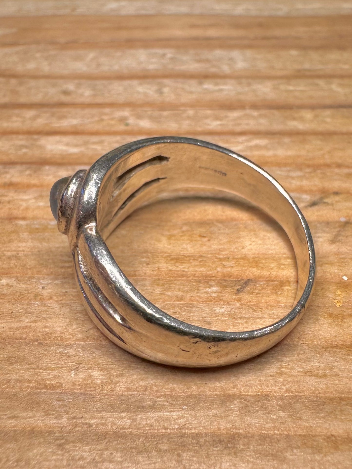 Abstract Blue Stone 925 Sterling Silver Size V Ring