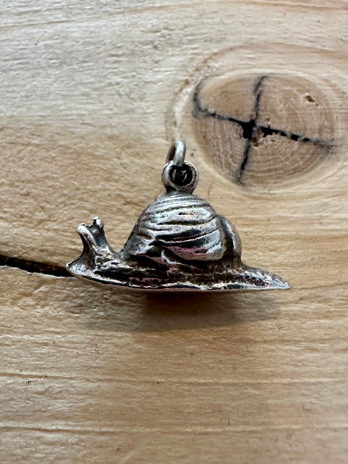 Vintage Snail Solid 925 Silver Charm Pendant