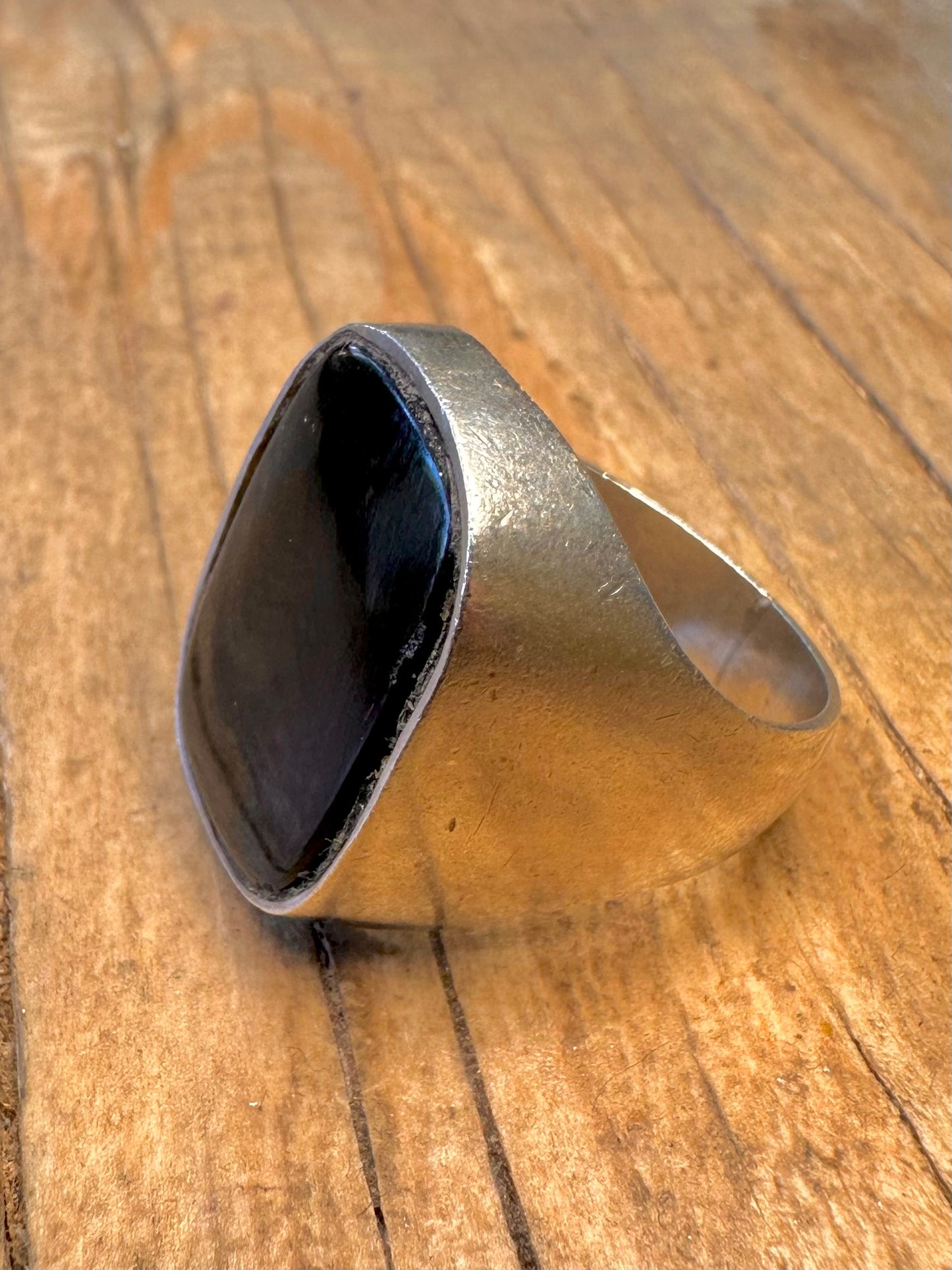 Vintage Onyx Siegelring 925er Sterlingsilber Größe P