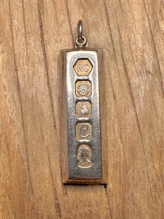 Vintage 1977 Ingot 925 Sterling Silver Pendant