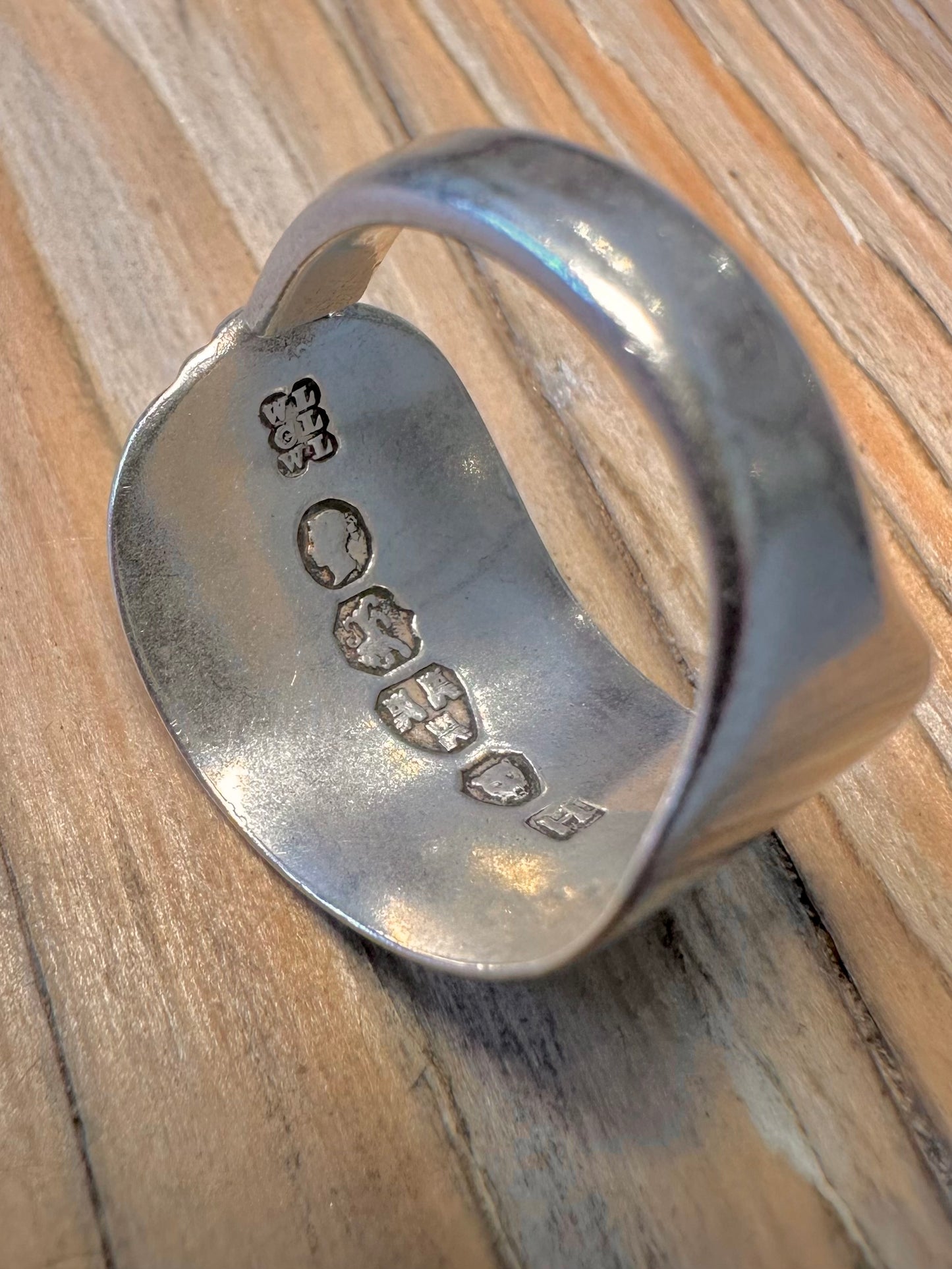 Antique 1846 Spoon 925 Sterling Silver Newcastle Size S Ring