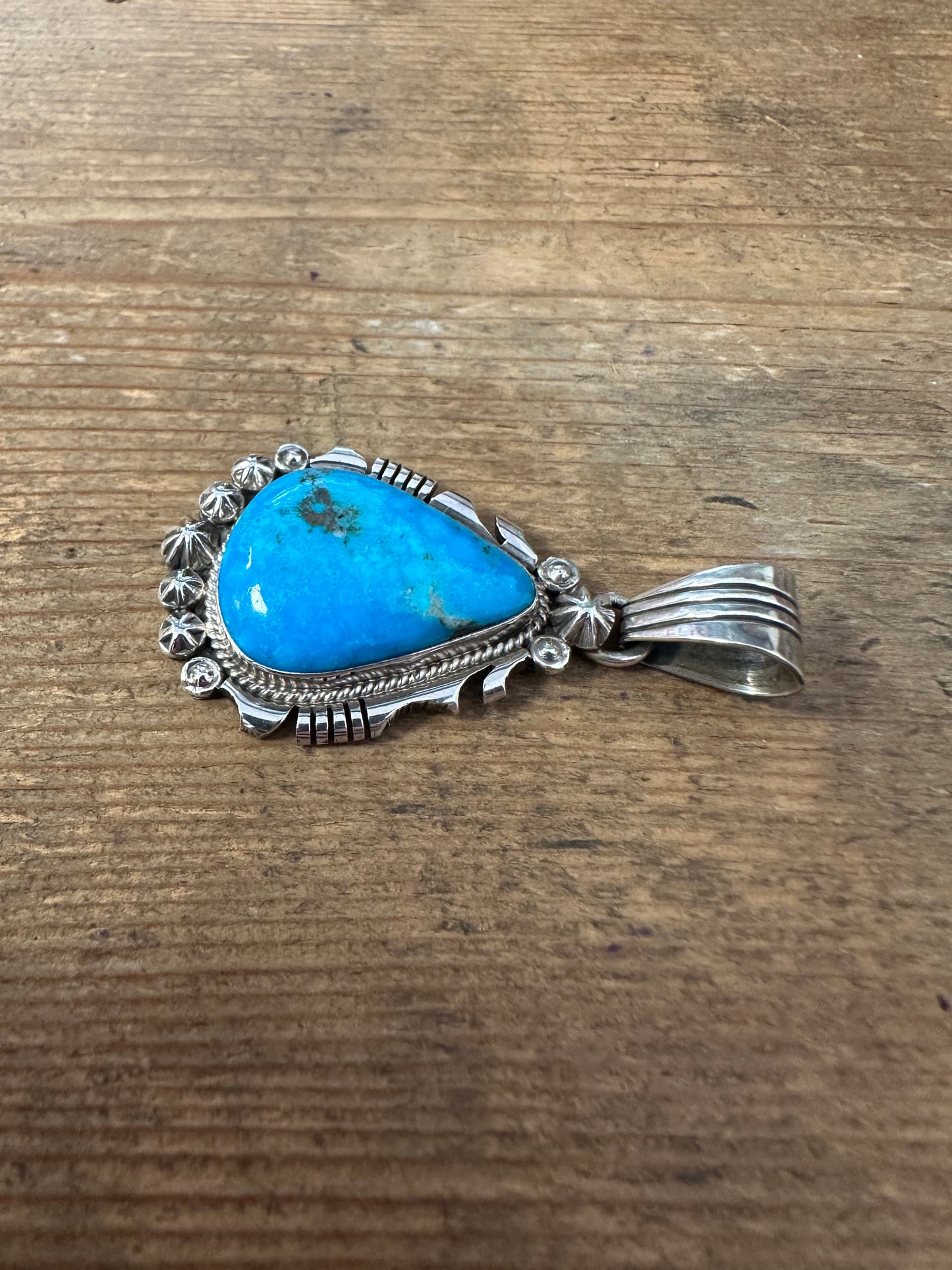 Vintage Navajo R.B Turquoise 925 Silver Pendant