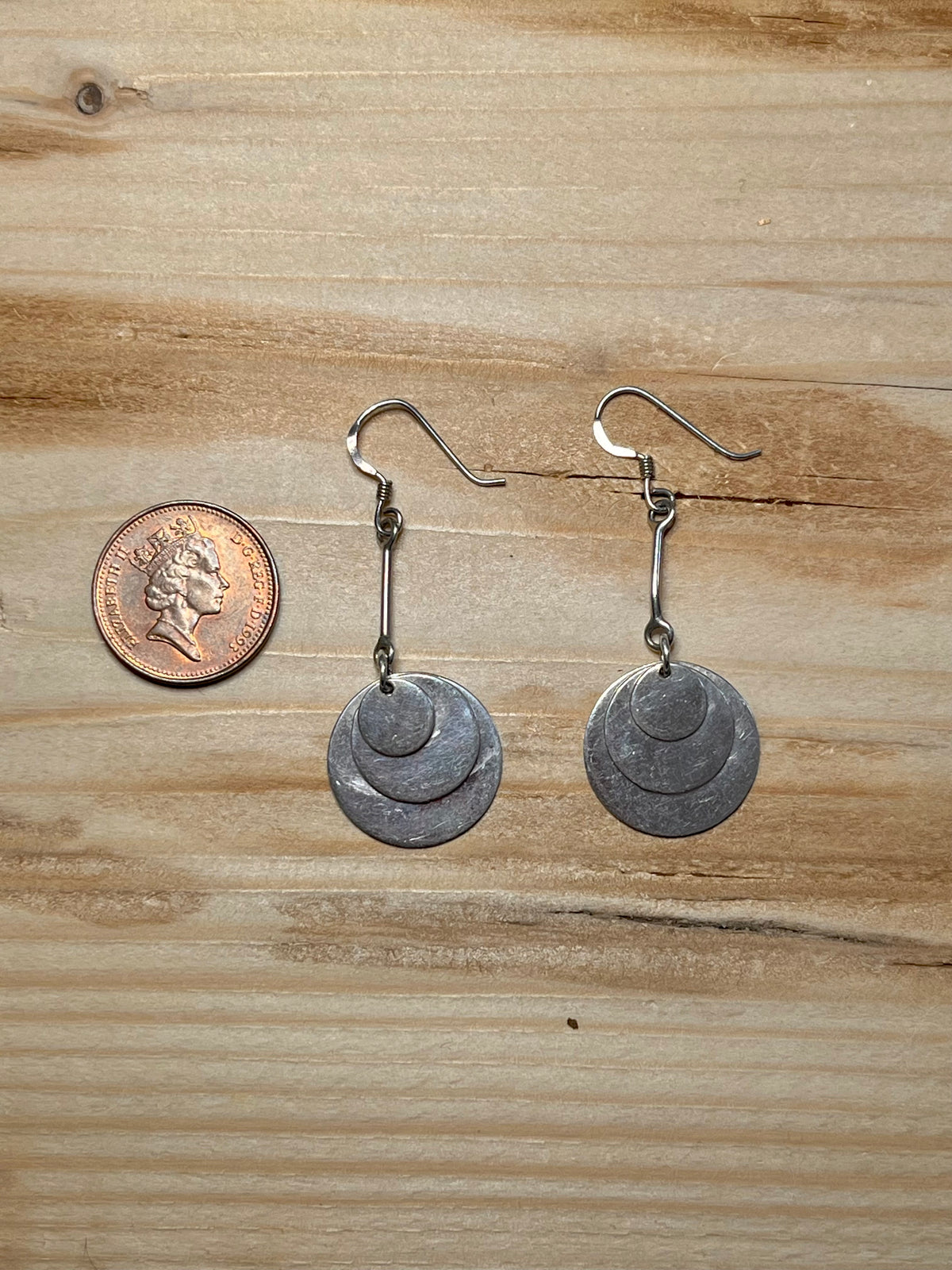 Stacked Circle 925 Sterling Silver Drop Earrings