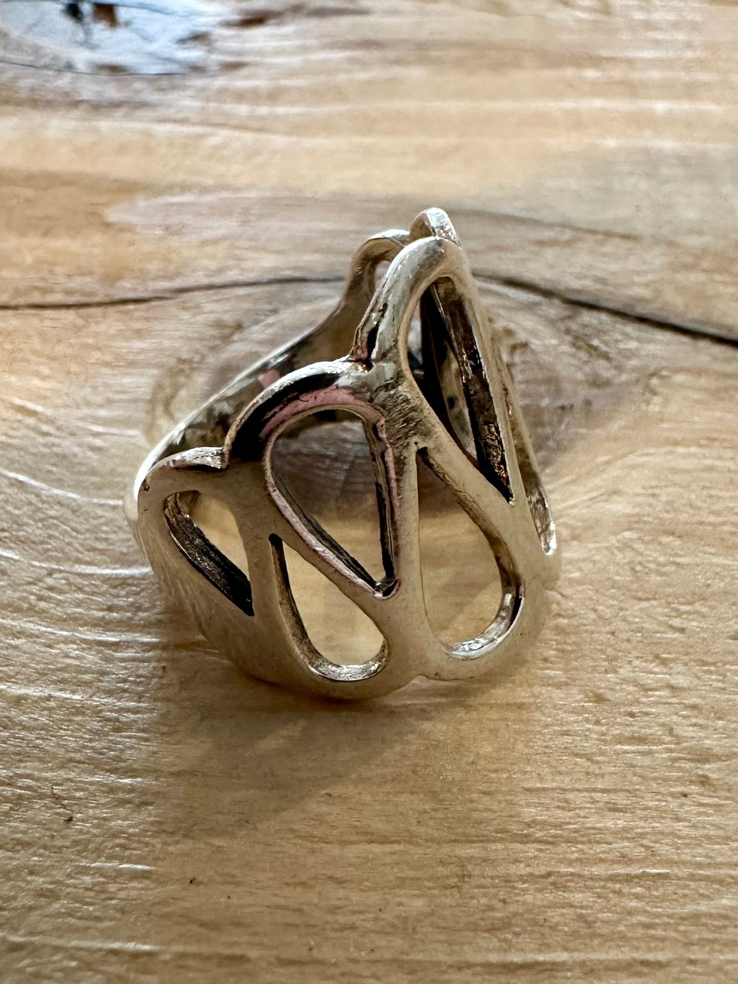 Vintage Abstract Wave 925 Silver Size L Ring