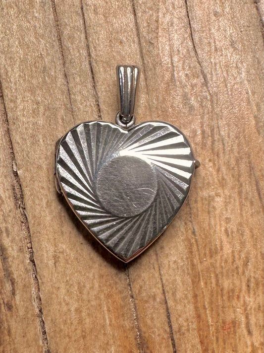 Vintage Engraved Heart 925 Sterling Silver Locket Pendant