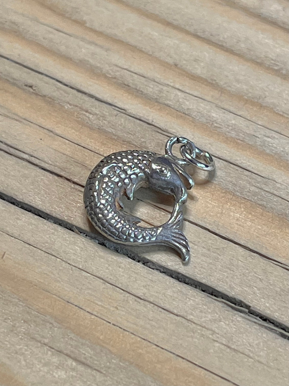 Small Circle Fish 925 Sterling Silver Pendant