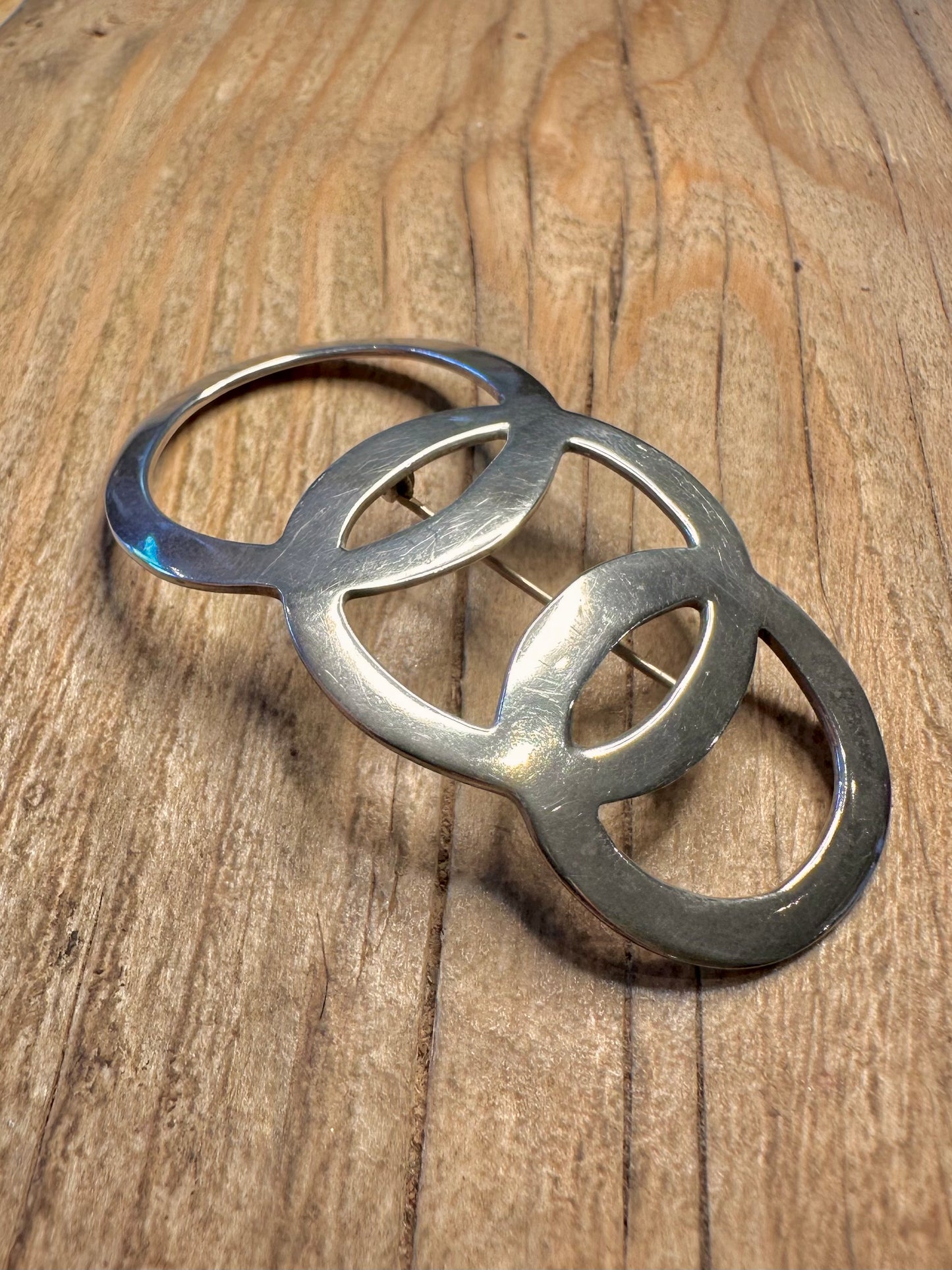 Abstract Circle Mexico 925 Sterling Silver Brooch