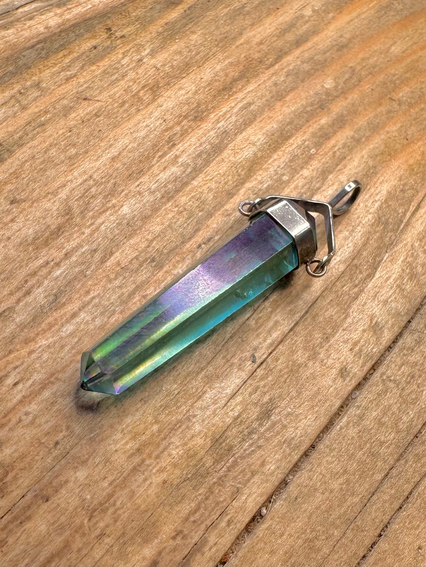 Anhänger aus Vintage Fluoritspitze und 925er Sterlingsilber