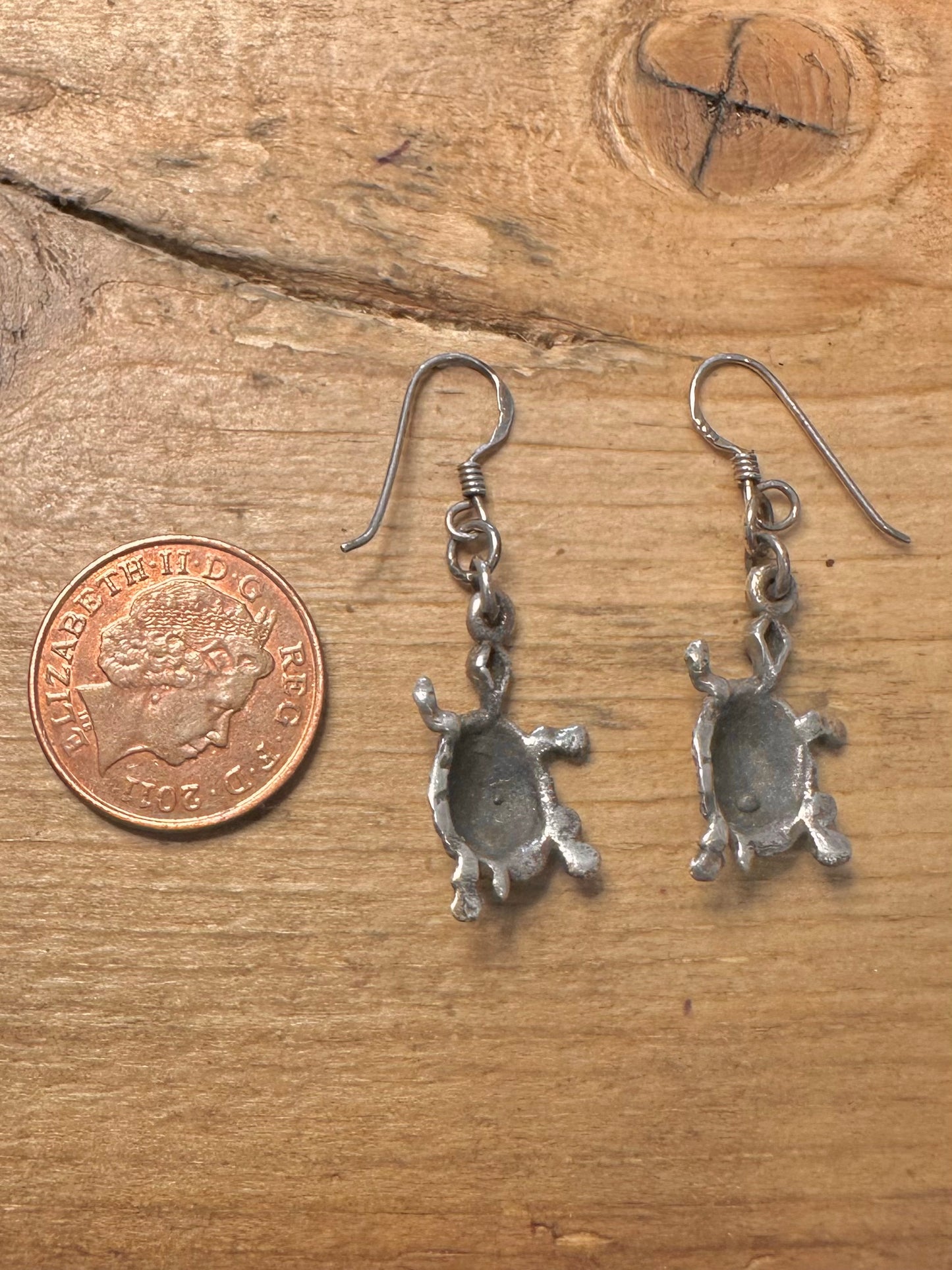 Vintage Turtle Dangle 925 Silver Earrings
