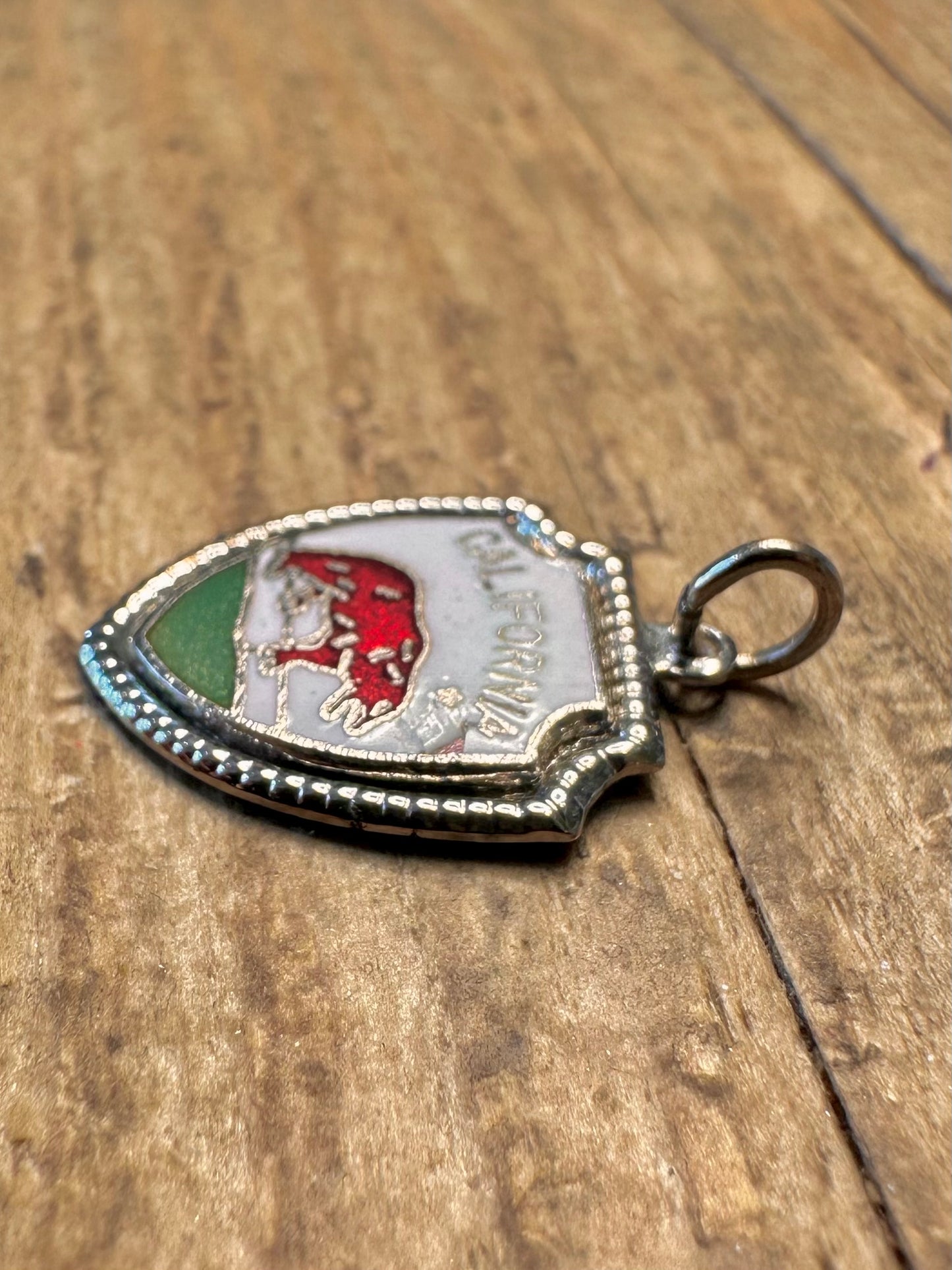 California Crest Enamel 925 Sterling Silver Charm Pendant
