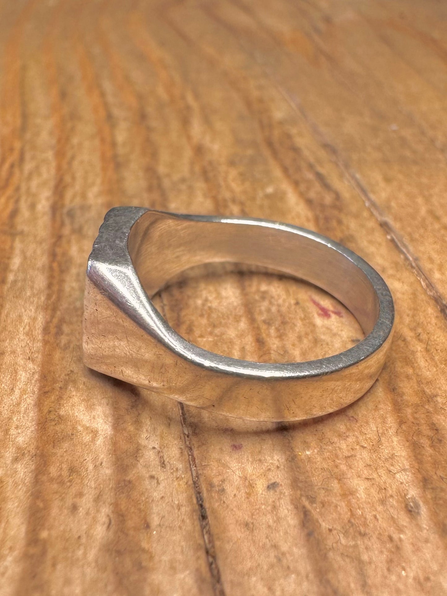 Vintage Square Star Burst Signet 925 Sterling Silver Size M Ring