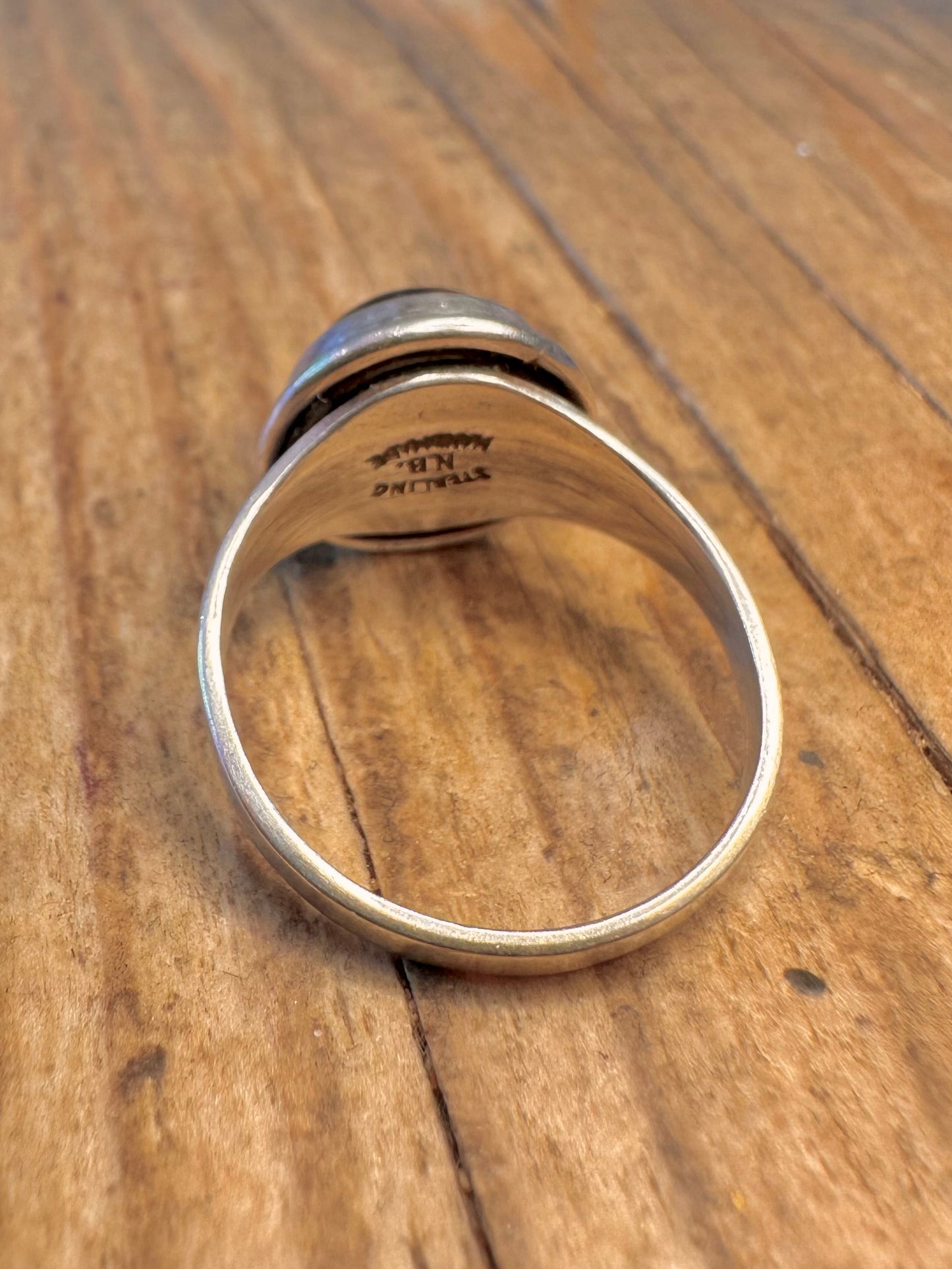 N.B Black Stone Handmade 925 Sterling Silver Size O Ring