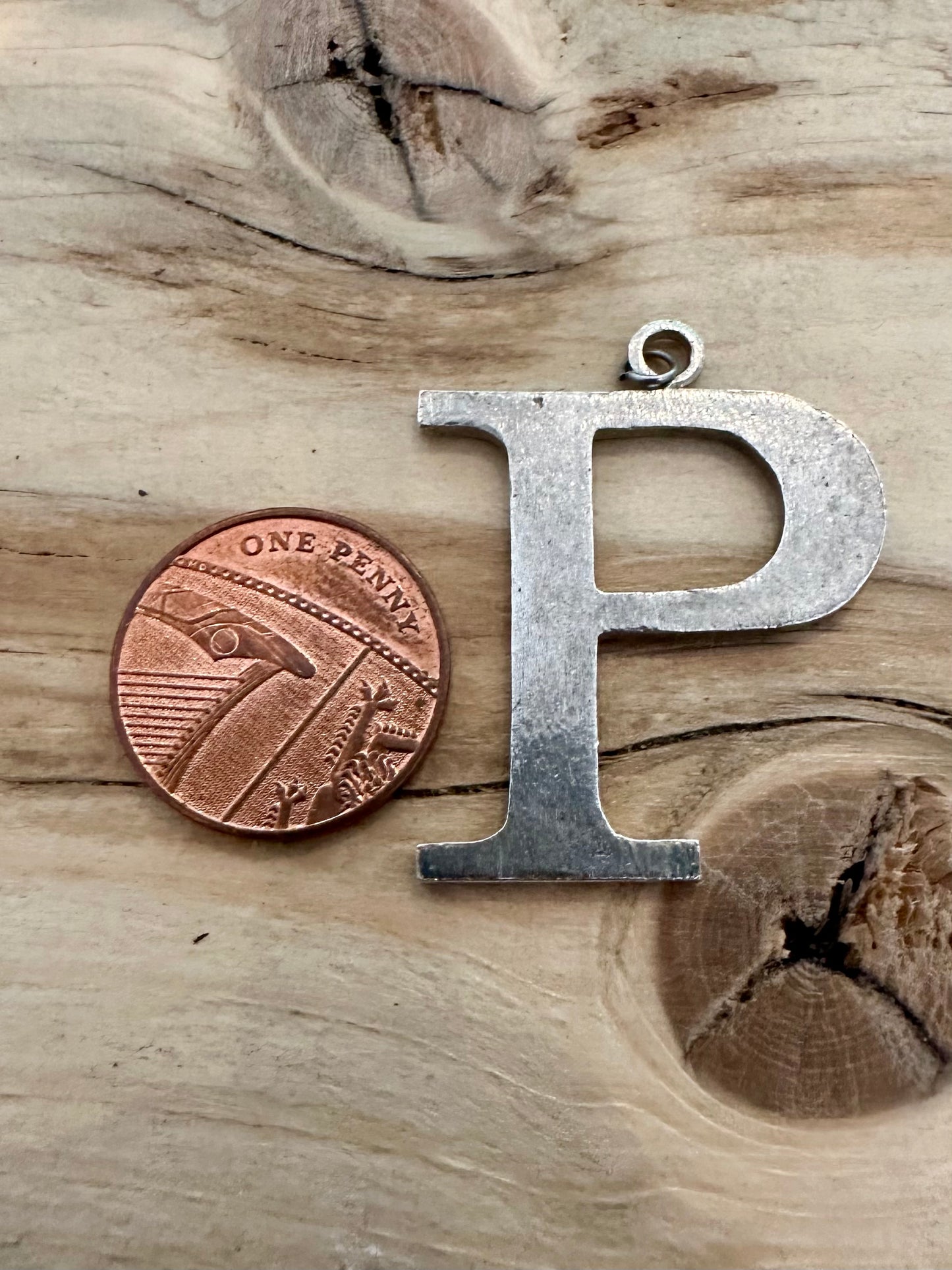 Vintage 1976 P Letter 925 Silver Pendant