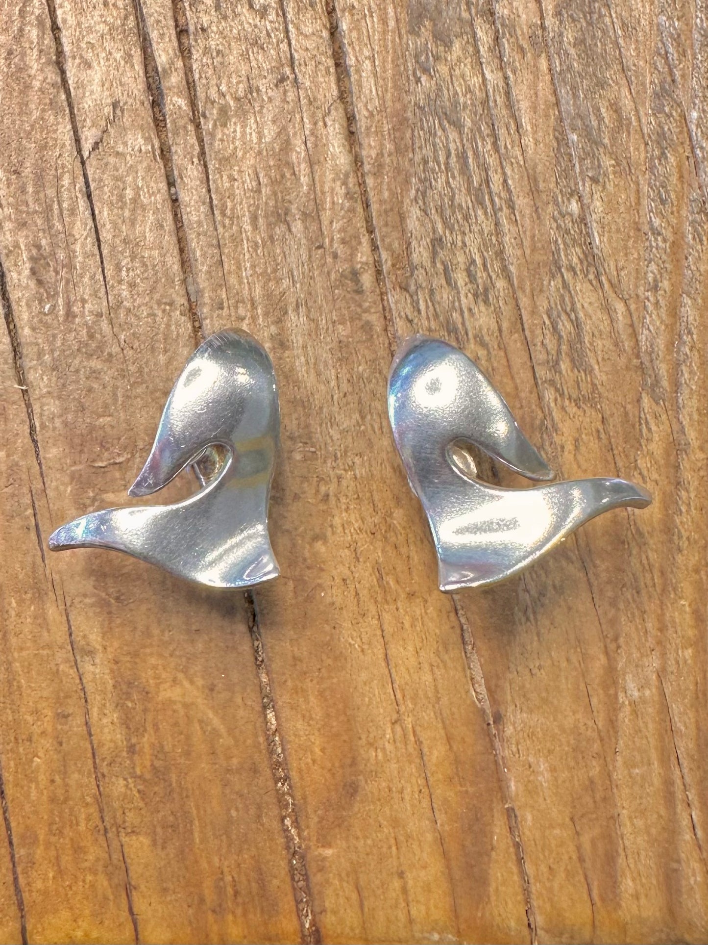 Abstract 1990 Shaped Stud Dublin 925 Sterling Silver Earrings