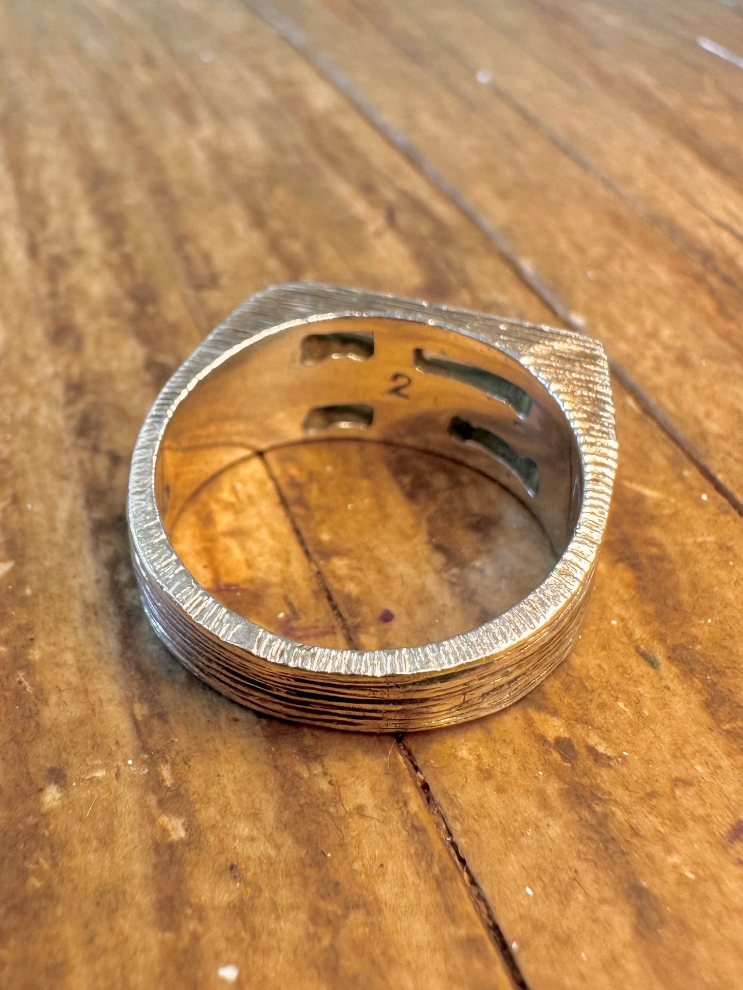 SB Initials Bark Effect Maker C&T 925 Sterling Silver Size M1/2 Ring