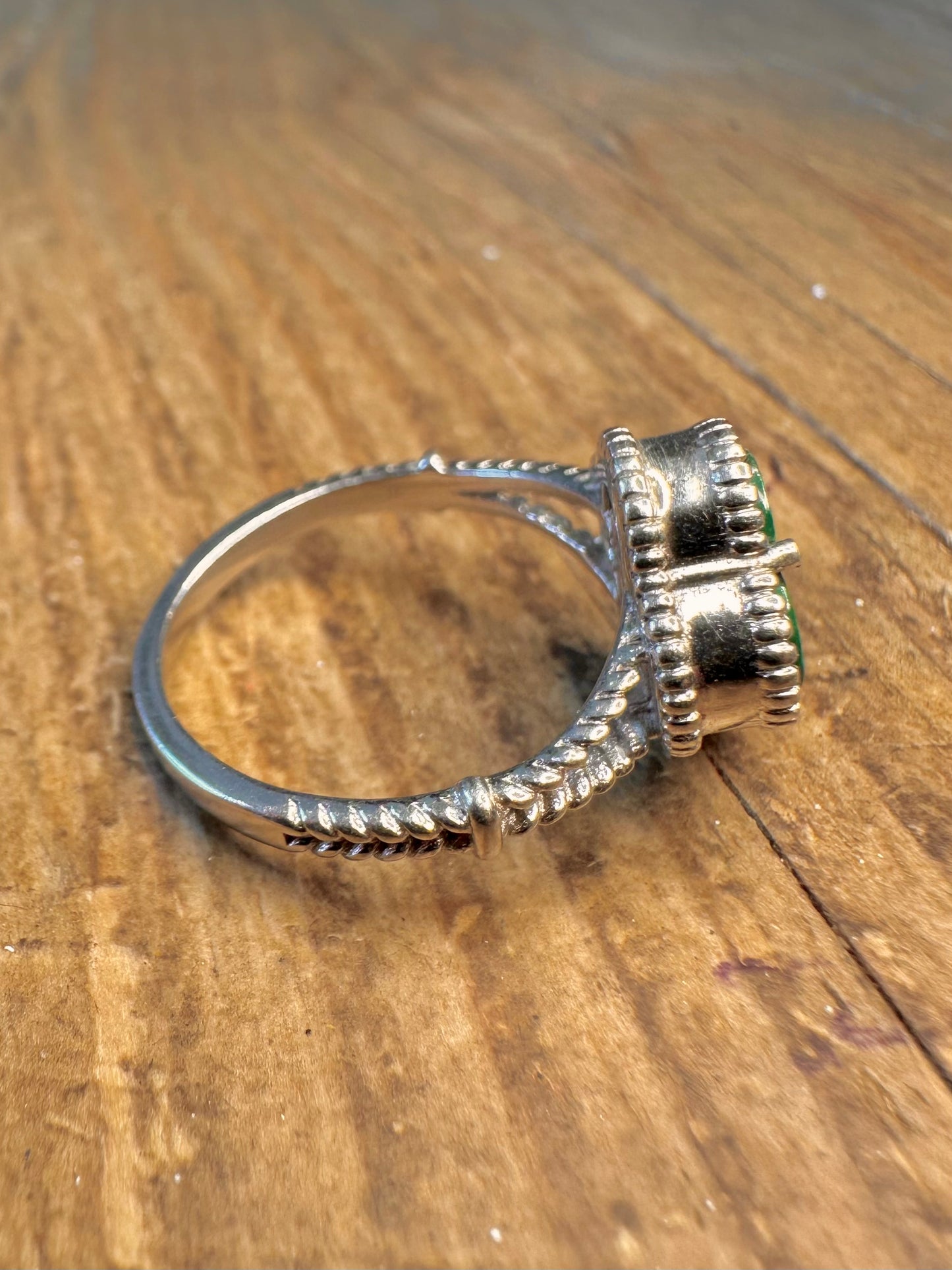 Malachite Clover 925 Sterling Silver Size T Ring