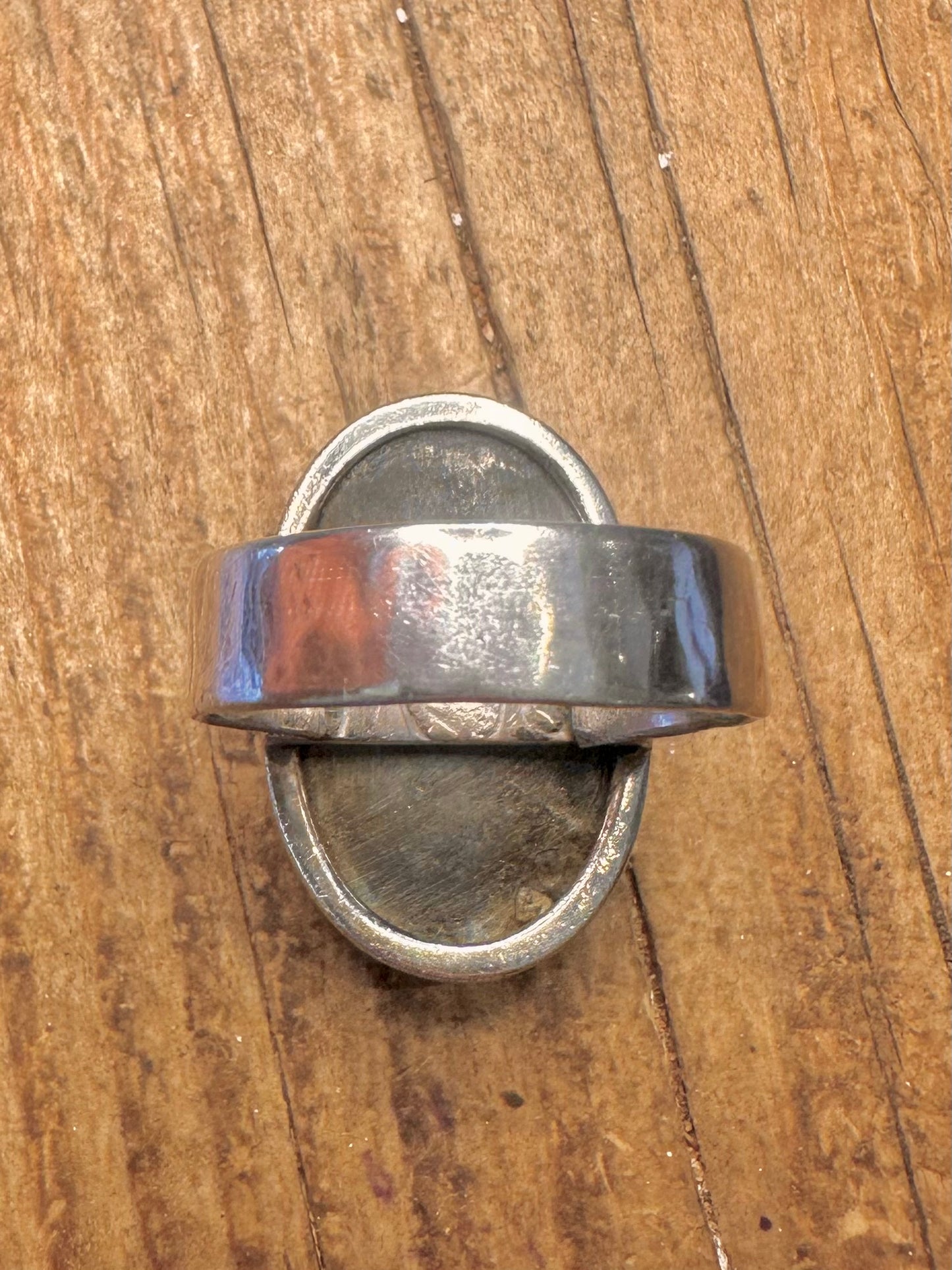 Large Lapis Oval Chunky Band 925 Sterling Silver Size Z+2 Ring