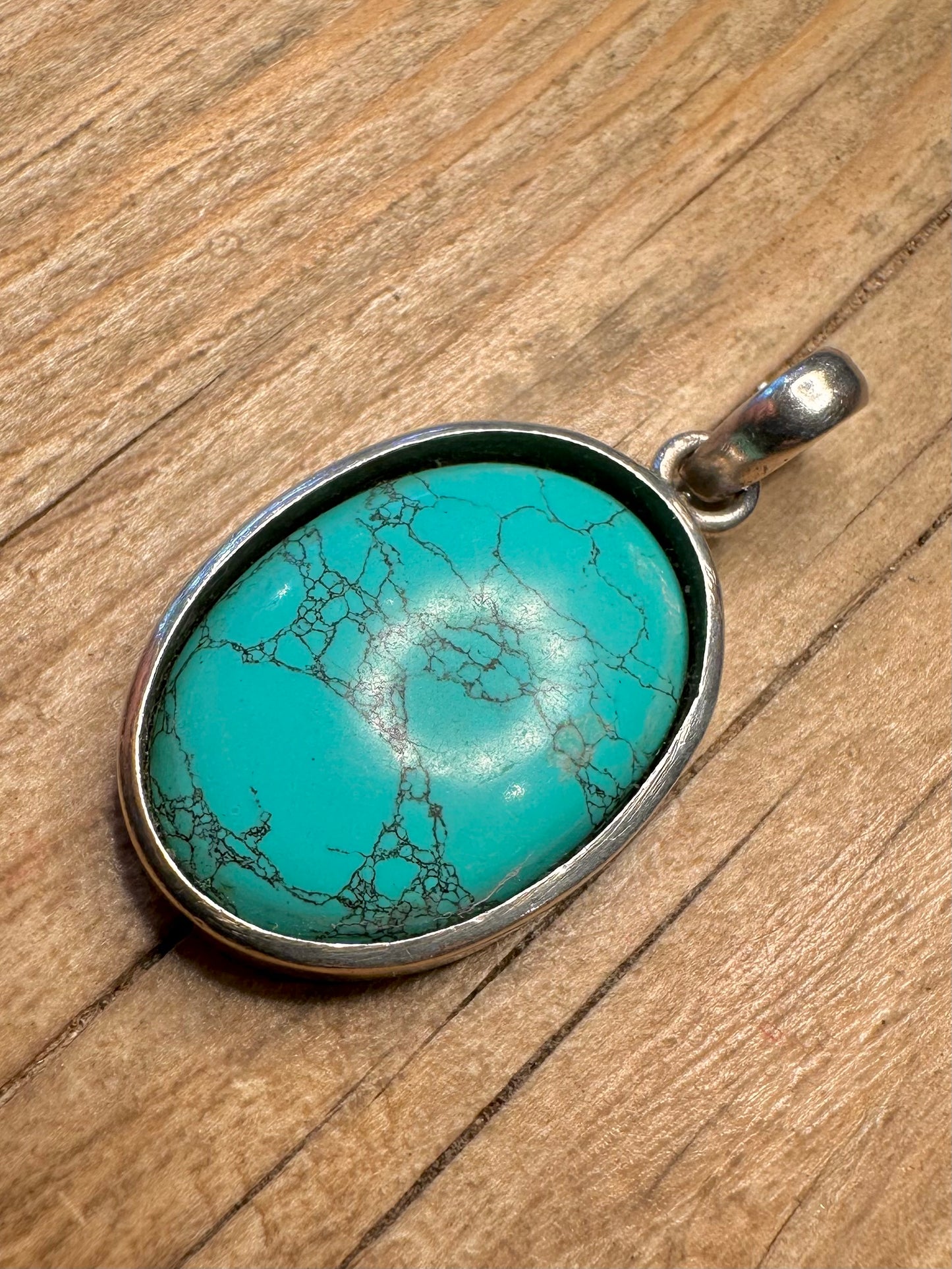 Modern Blue Howlite 925 Sterling Silver Pendant