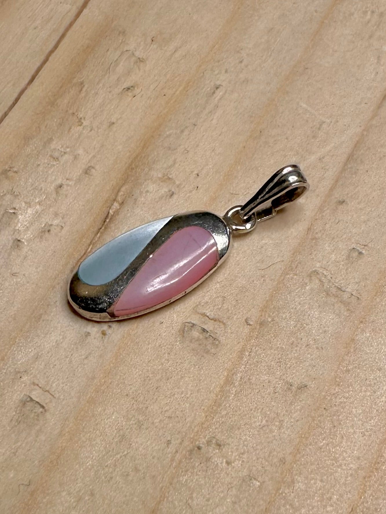 Pink & Blue Mother of Pearl 925 Sterling Silver Pendant