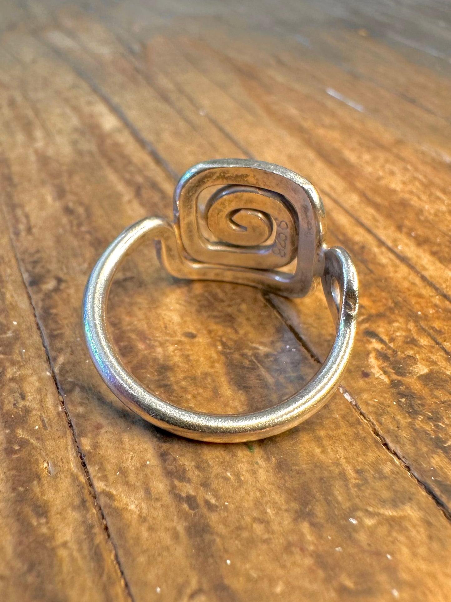 Square Swirl 925 Sterling Silver Size O1/2 Ring