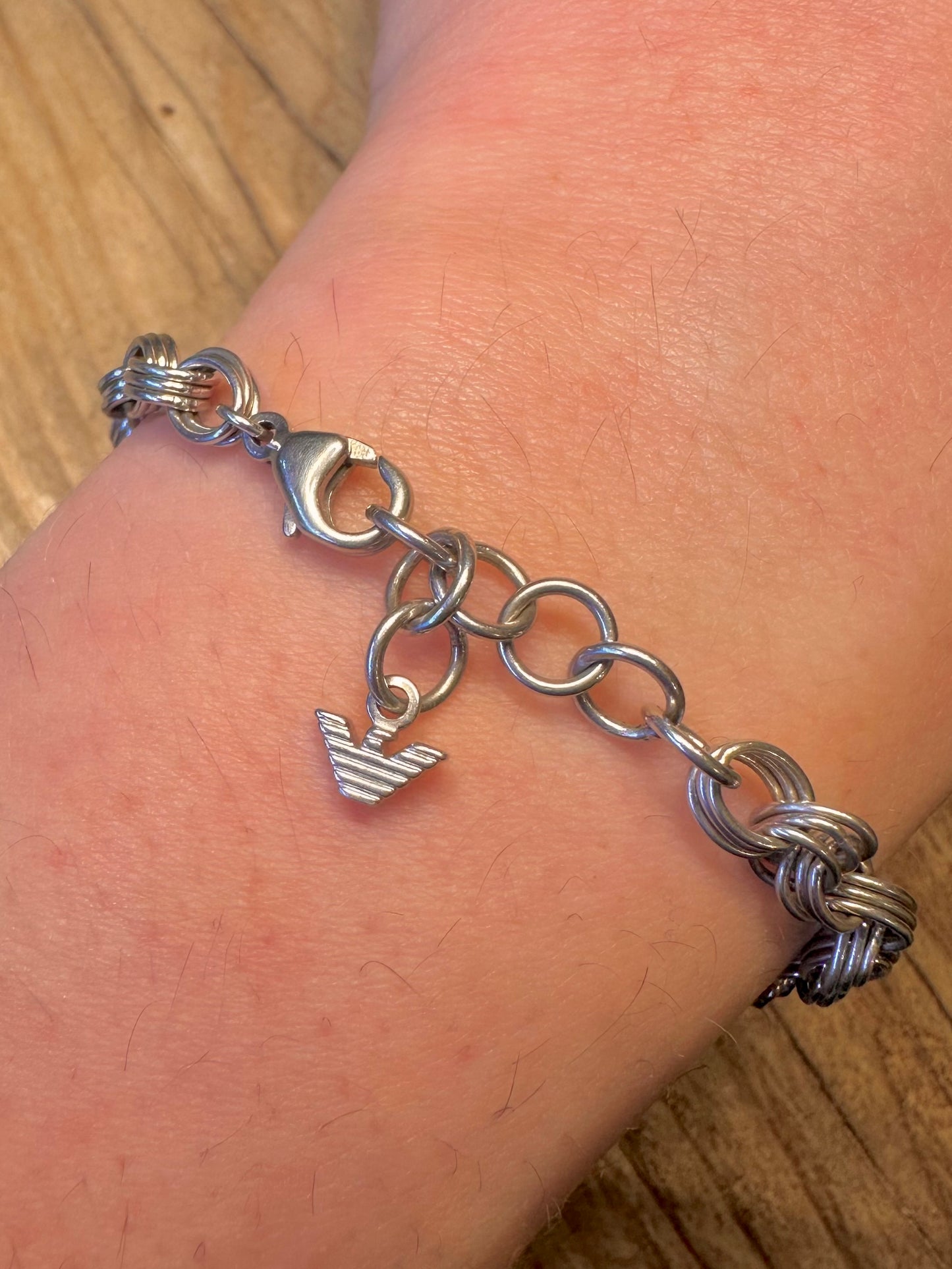 Vintage Emporio Armani Dreifachglied 925 Sterling Silber 7,5 bis 8,5 Zoll Armband